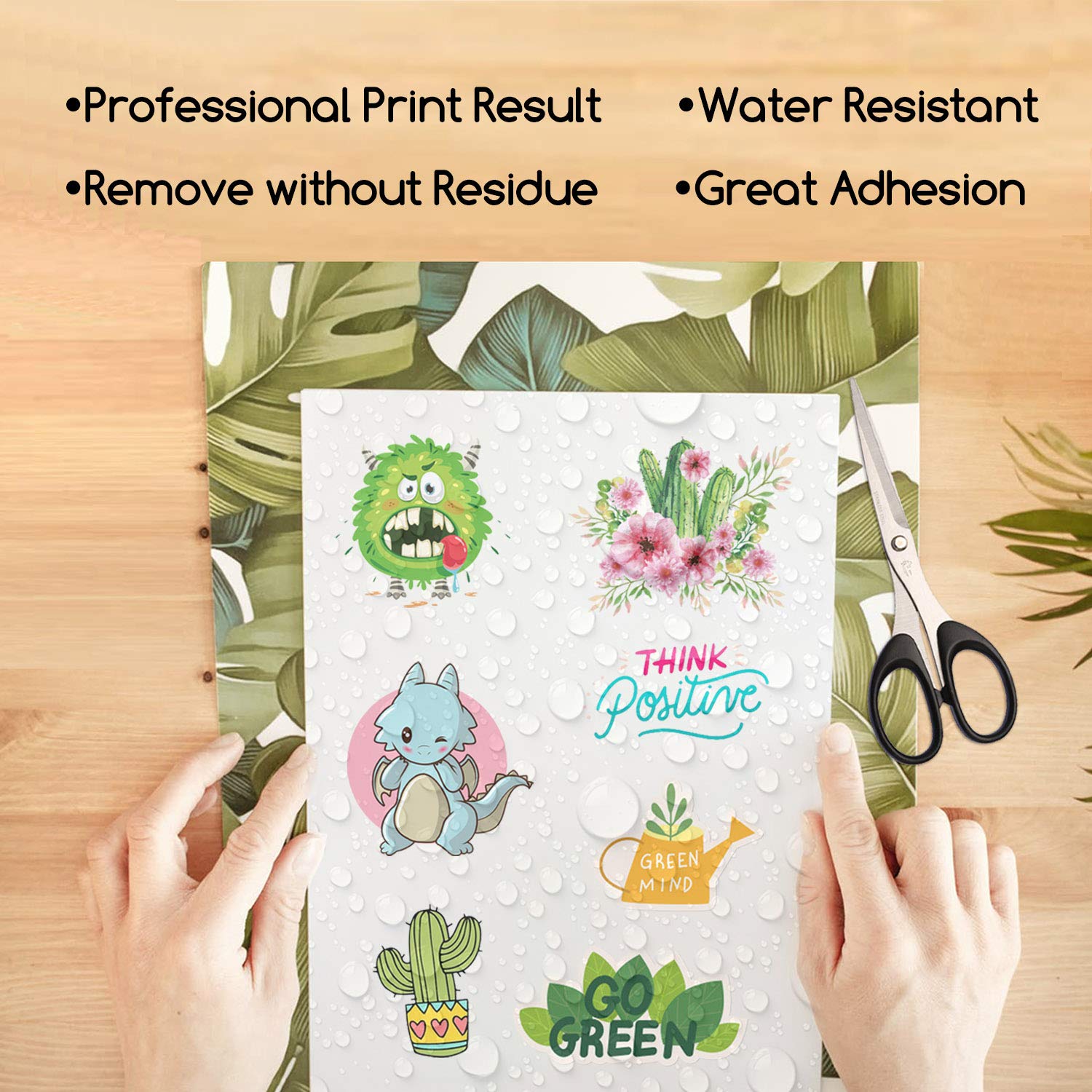 A-SUB Waterproof Printable Vinyl Sticker Paper Bundle - Glossy & Clear Inkjet Sticker Sheets for DIY Crafts, Labels, Decals & Scrapbooking Projects