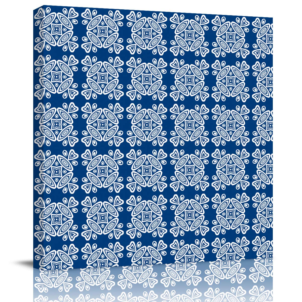 Elegant Blue Grey Geometric Canvas Wall Art - 28x28 Inch Modern Painting for Bedroom & Living Room Decor | Perfect for Home, Office & Gift Giving