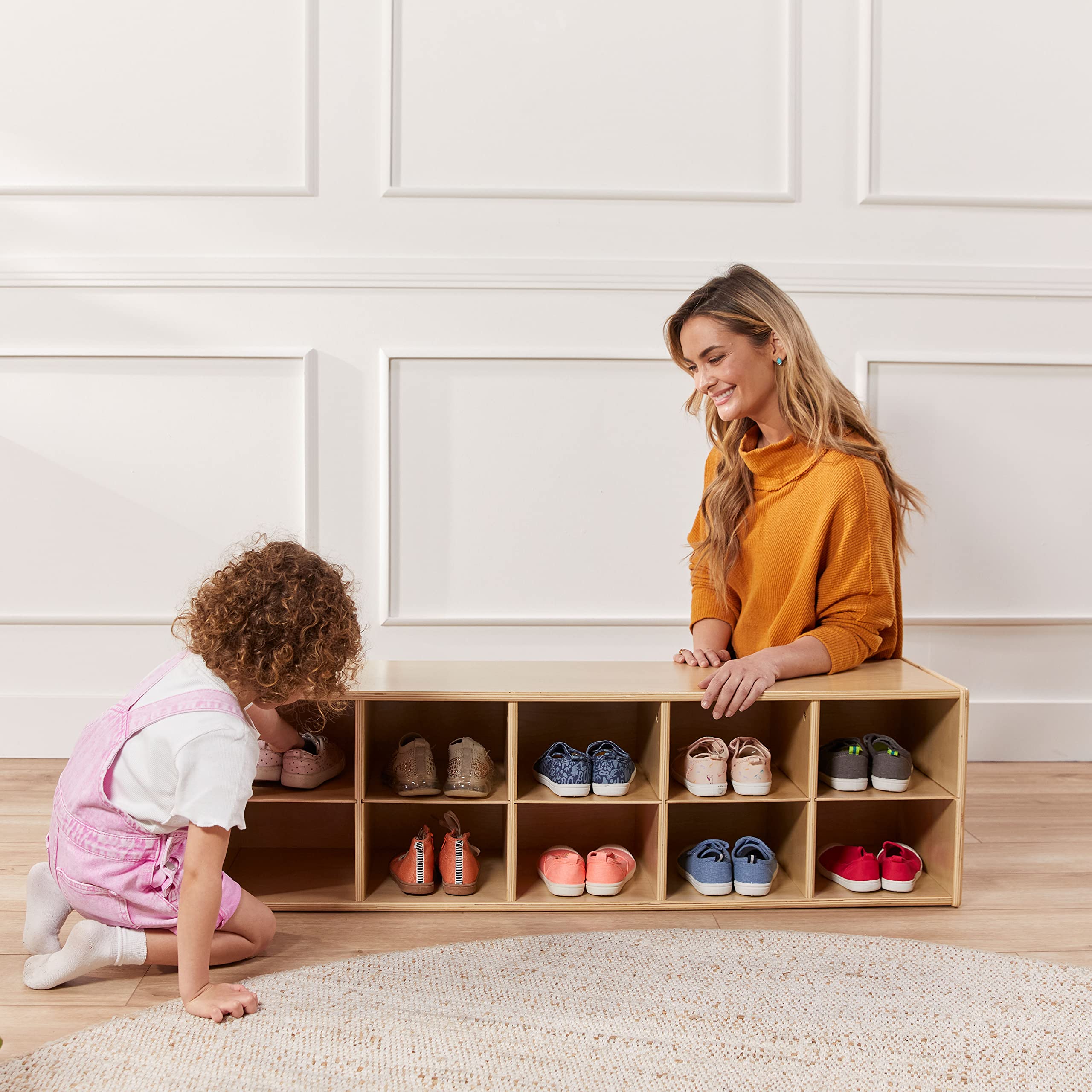 ECR4Kids 10-Cubby Storage Cabinet with Scoop Front Bins - Natural Wood 2x5 Classroom Organizer for Toys, Books & School Supplies | Perfect for Preschool, Daycare & Homeschool Organization