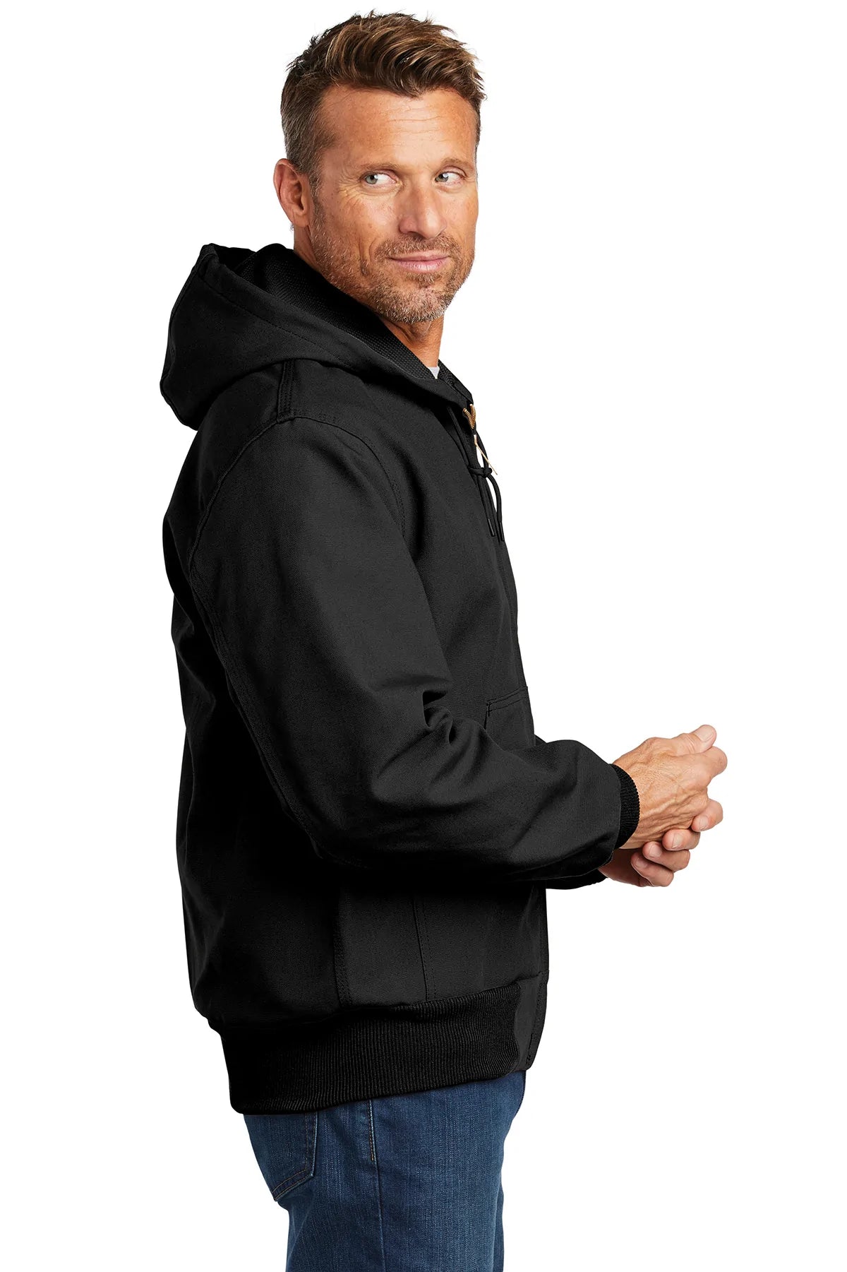 Carhartt Men's Thermal Lined Duck Work Jacket - Heavy Duty Winter Coat with Warm Lining for Construction & Outdoor Work - Black