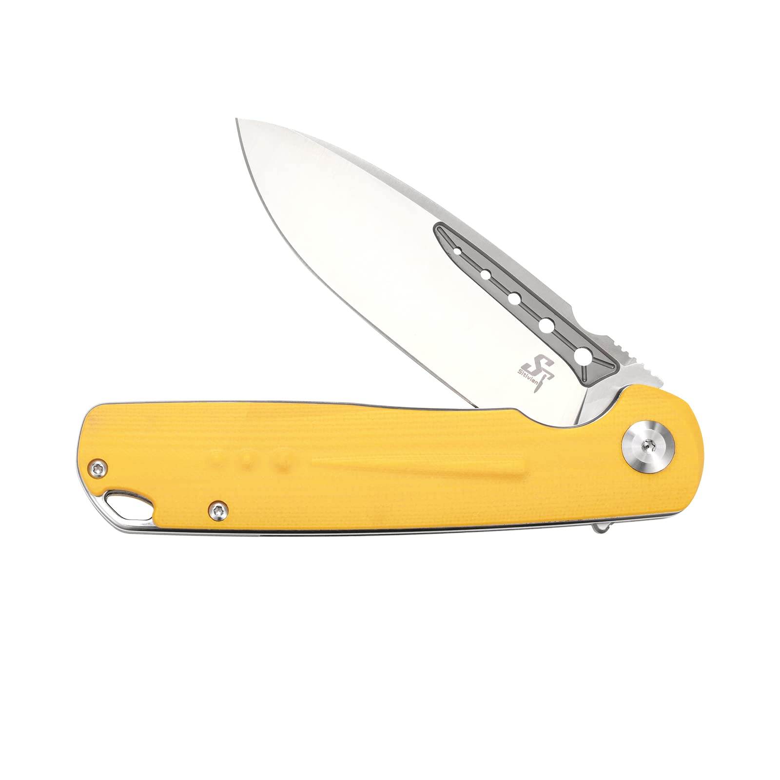 Sitivien ST131 Folding Pocket Knife - D2 Steel Blade, G10 Handle, Liner Lock - EDC Tool for Outdoor Camping, Hiking, Fishing & Survival (Yellow) - Perfect for Everyday Carry, Bushcraft & Tactical Use