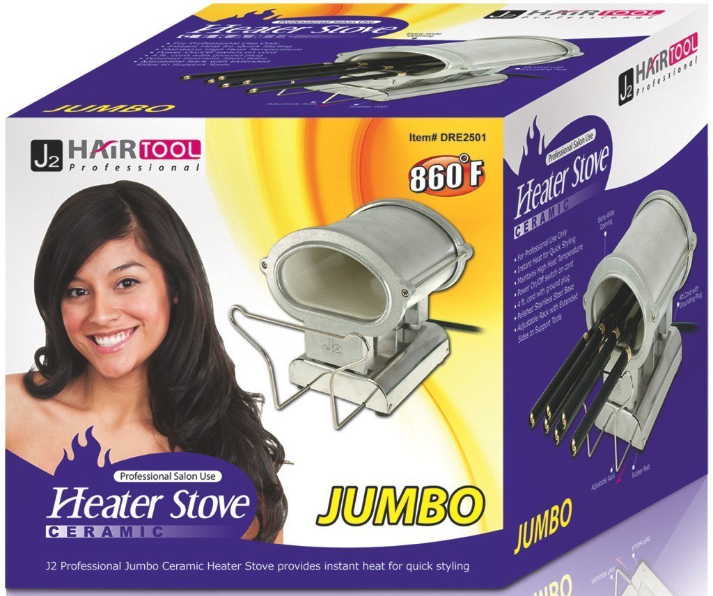 J2 Hair Tool Jumbo Ceramic Heater Stove - Professional Hair Styling Iron for Salon & Home Use - Perfect for Curling, Straightening & Volumizing Hair