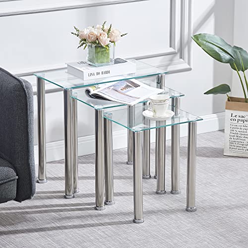 Clear Nesting Table Set of 3