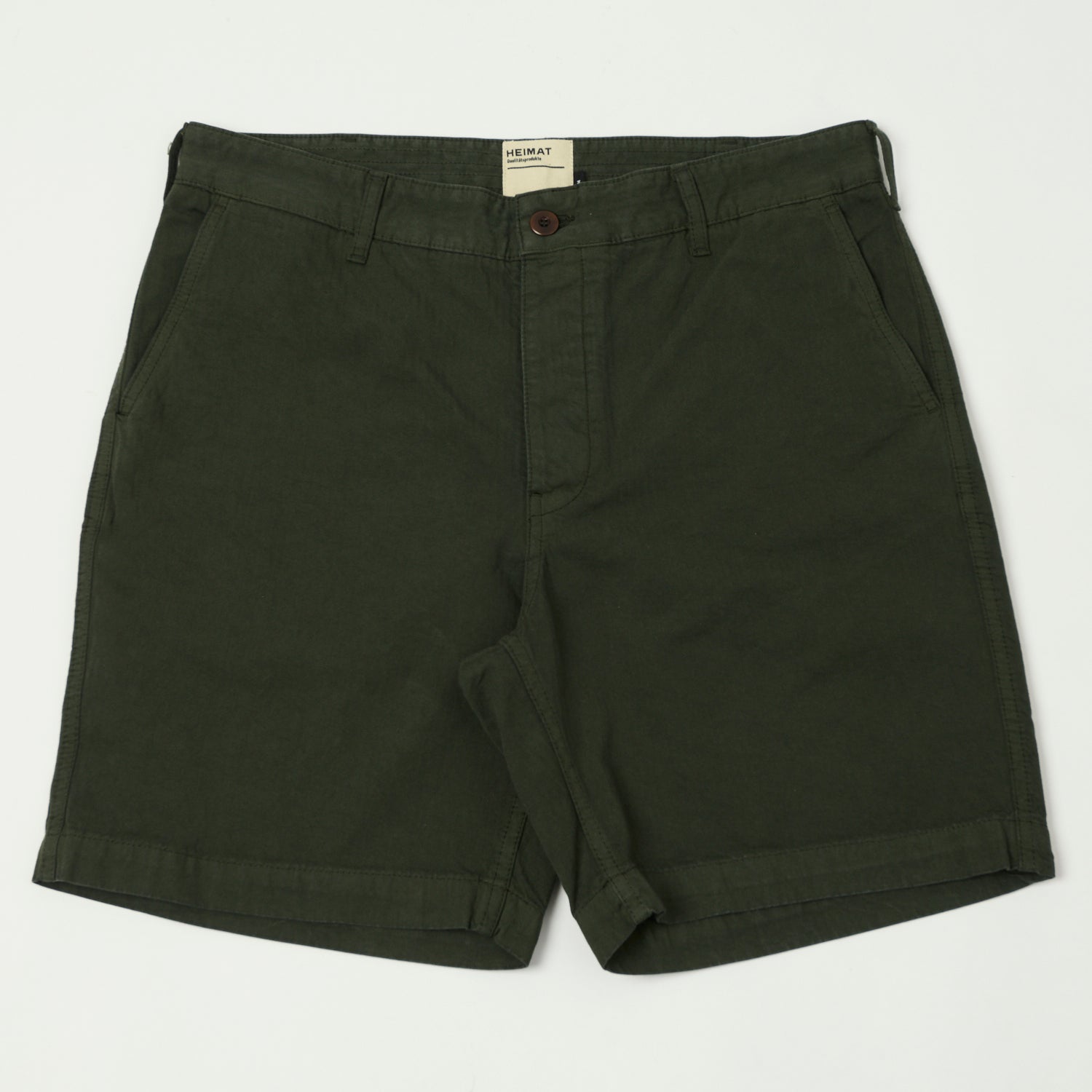 Heimat 'Journey' Herringbone Cotton Shorts for Men - Military Green | Comfortable Casual Wear for Summer, Travel & Outdoor Activities