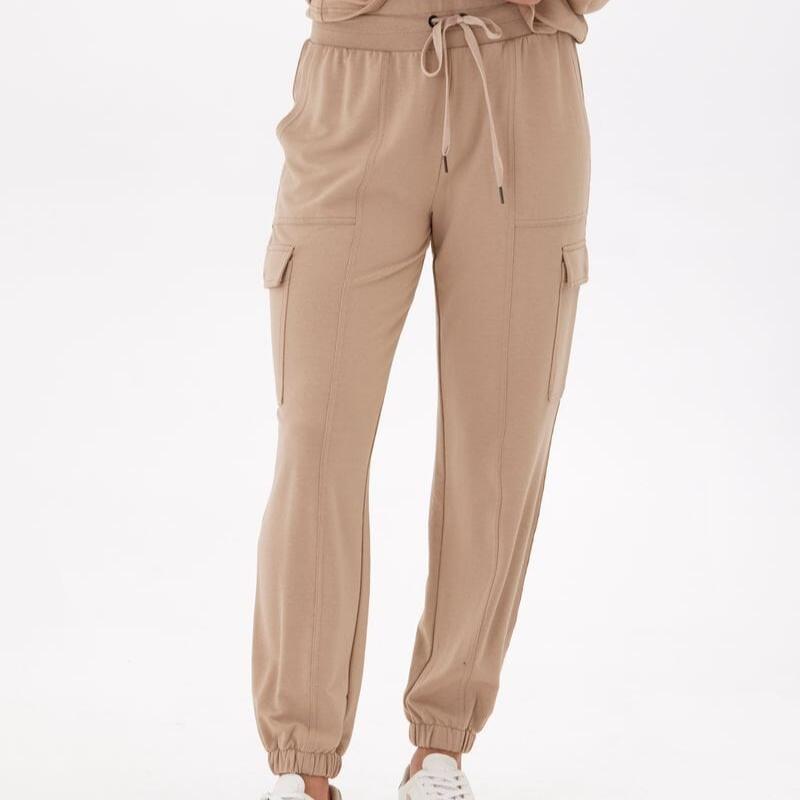 Chai Margot Modal Terry Cargo Jogger Pants for Women - Soft Stretch Lounge & Workout Joggers - Perfect for Yoga, Running, and Casual Wear
