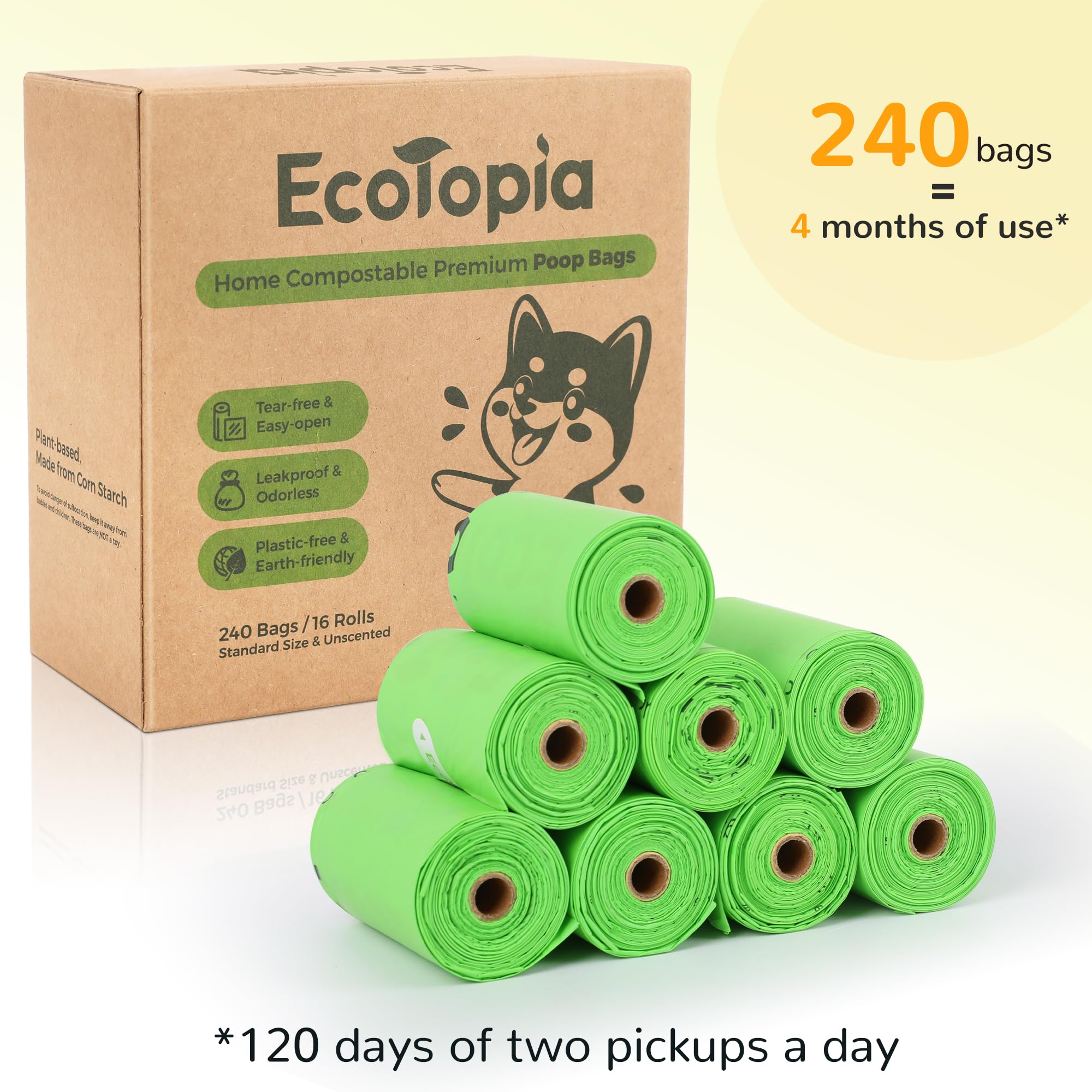 Extra 20% Thicker Leak-Proof Dog Poop Bags (120 Count) | 100% Biodegradable & Compostable Pet Waste Bags | ASTM D6400 & EN 13432 Certified | Ideal for Dog Walking, Park Cleanups & Litter Box Use | Light Green Eco-Friendly Design