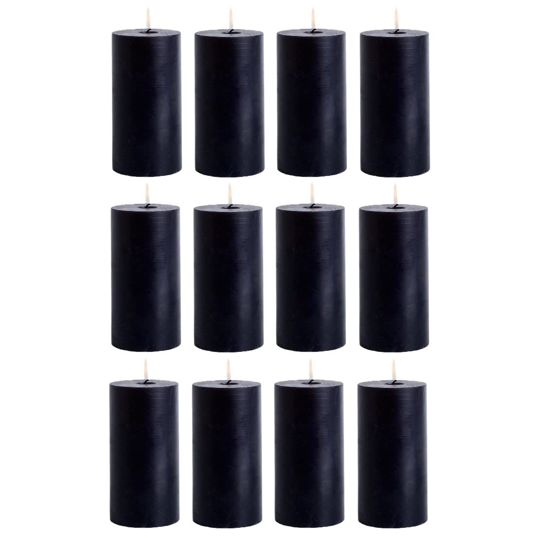 Serene Spaces Set of 12 Black Pillar Candles - 3