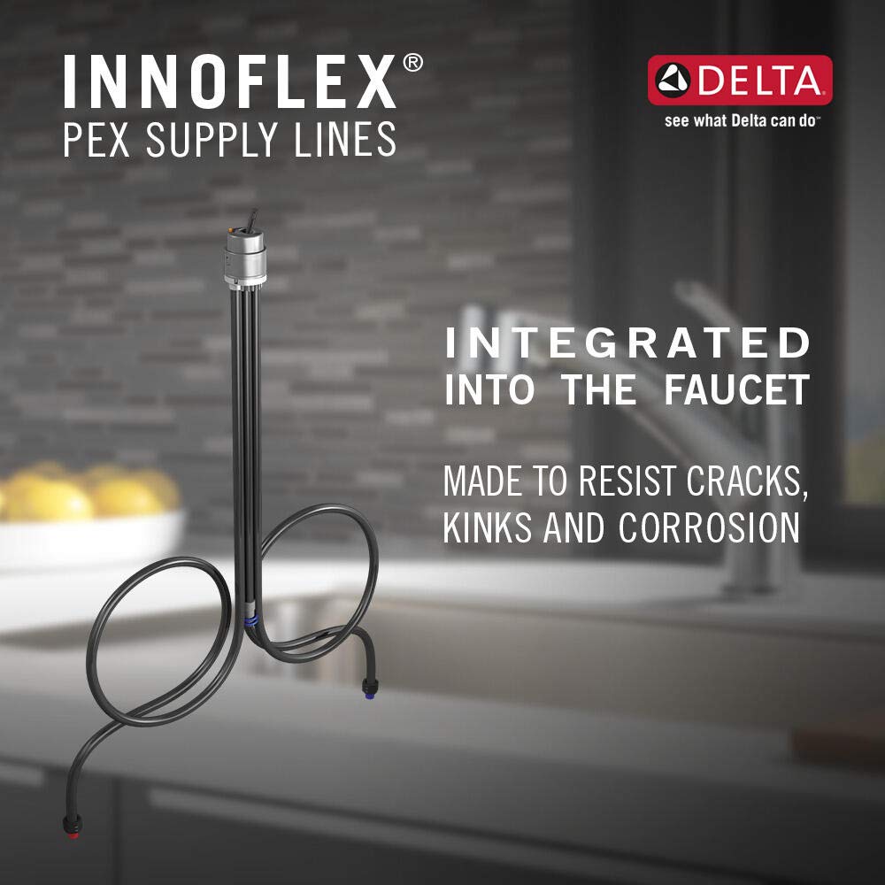 Delta 4353-AR-DST Linden Pull-Out Kitchen Faucet, 1 cm, Arctic Stainless Finish - Perfect for Modern Farmhouse & Commercial Kitchens
