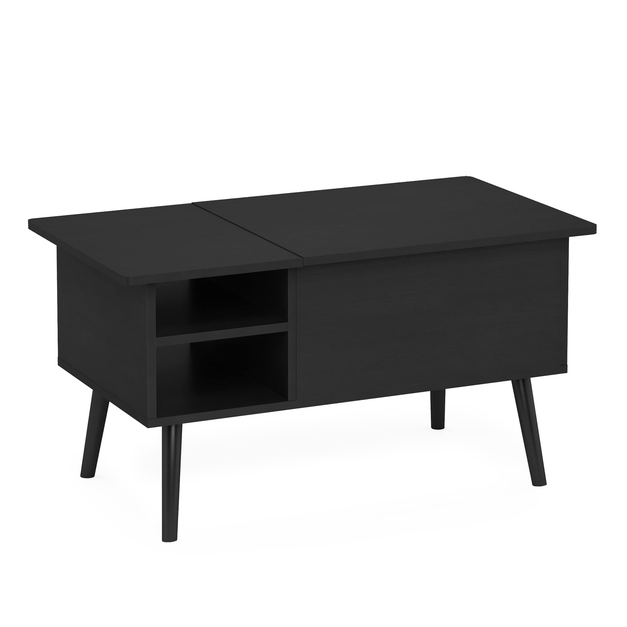 Furinno Jensen Lift Top Coffee Table with Hidden Compartment & Open Storage Shelf - Solid Wood Legs Living Room Furniture for Small Spaces | Perfect for Storing Remotes, Magazines & Home Decor