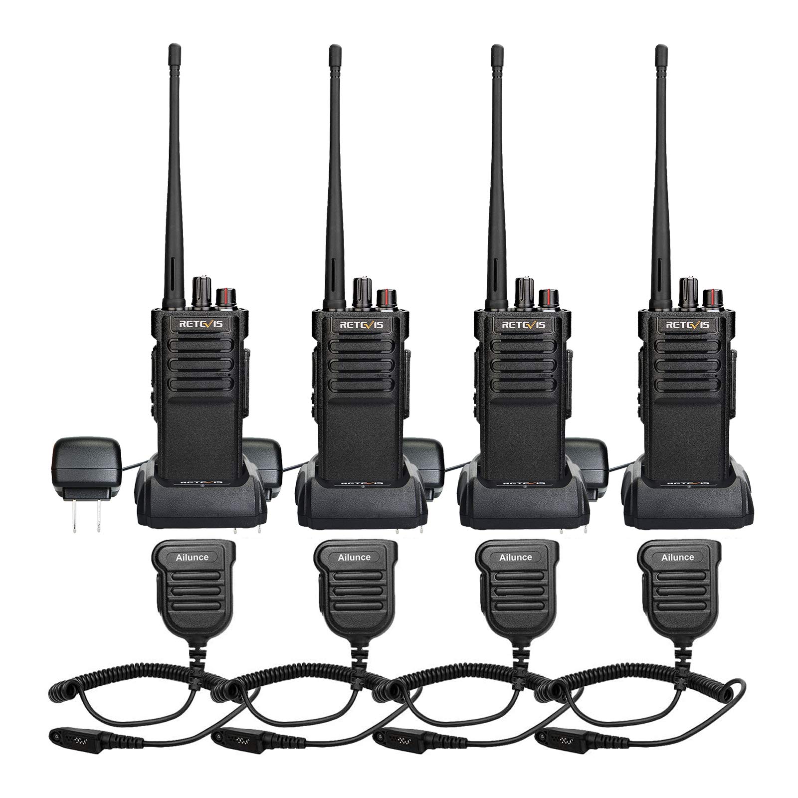 Retevis RT29 Long Range High Power Two Way Radio - 4 Pack Heavy Duty Walkie Talkies with 3200mAh Battery & Waterproof Speaker Mic for Business, Commercial, School Use | Construction, Warehouse, Event Communication