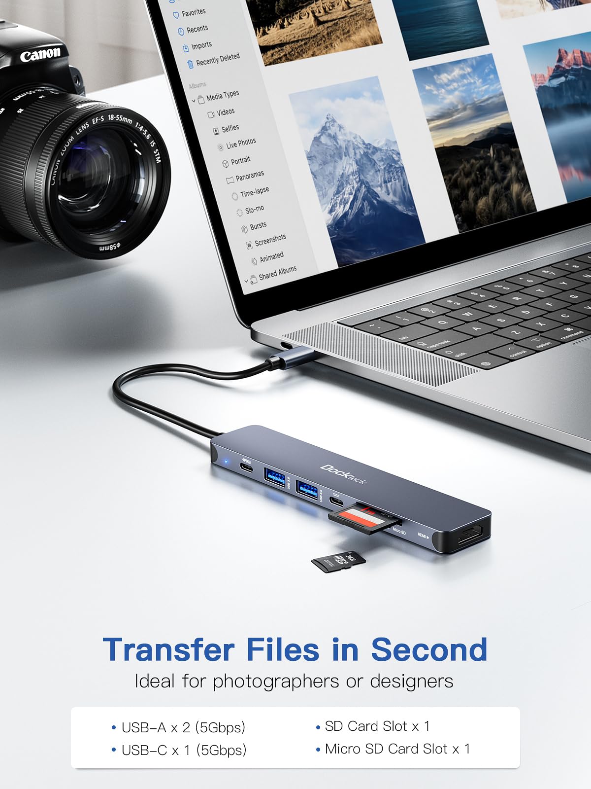 7-in-1 USB C Hub with 4K HDMI, 100W PD Charging, 5Gbps USB-C & 2 USB-A Ports, SD/TF Card Reader - Compatible with MacBook Pro/Air, iPad Pro, Surface Pro, Steam Deck, XPS, HP - Perfect for Work, Travel & Home Office Connectivity
