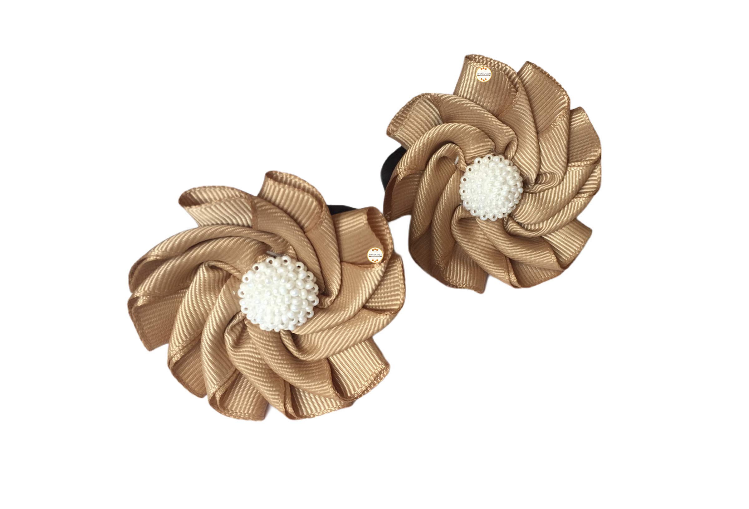 Hands-Free Pinwheel Ponytail Holders for Girls - Beige Hair Accessories | Perfect for School, Sports & Playtime
