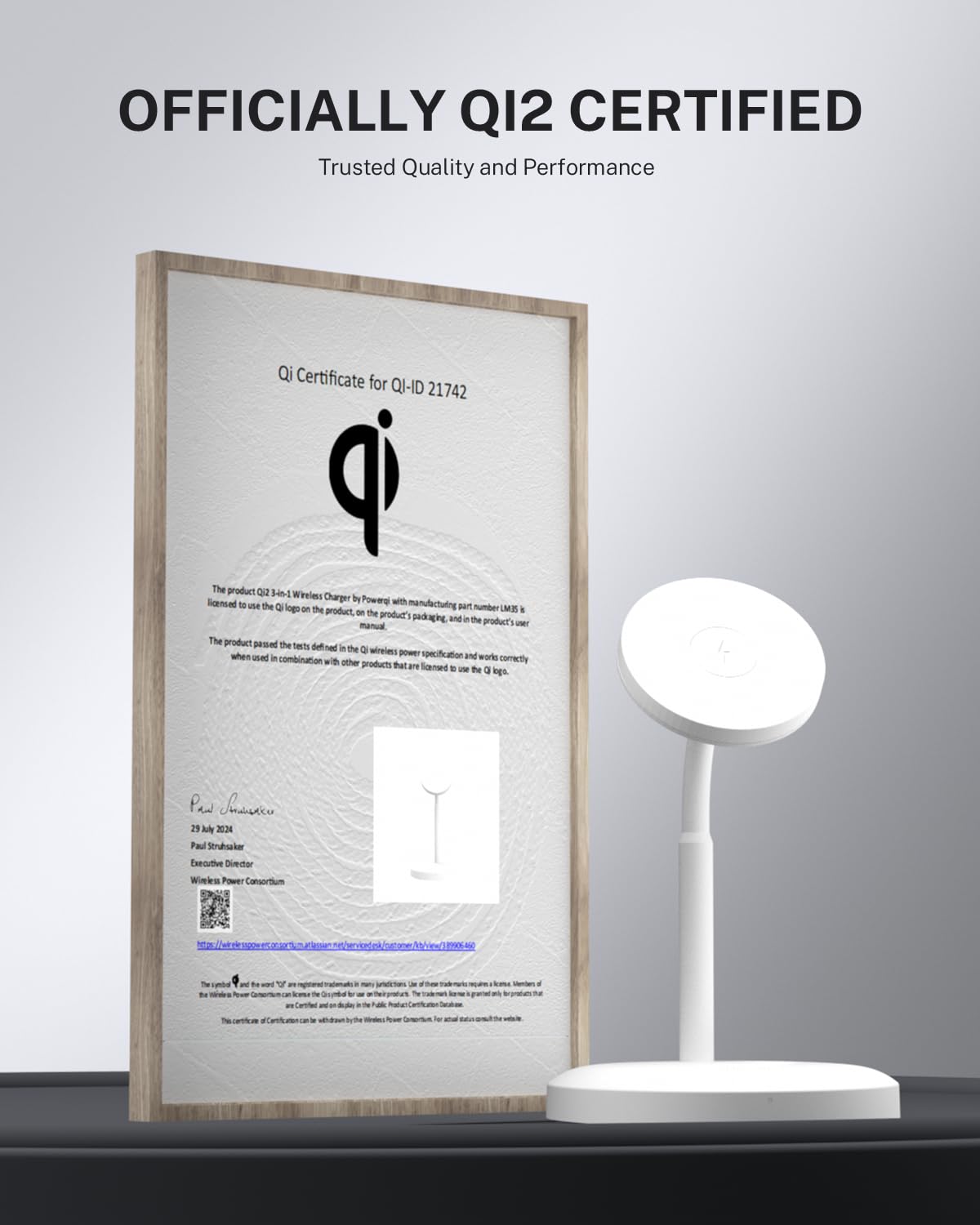 Qi2 Certified 15W Fast Wireless Charging Station - 360° Rotating Dual Charger Dock with 30W Adapter | MagSafe Compatible for iPhone 16/15/14/13 Pro Max & AirPods | Perfect for Home, Office & Nightstand Charging