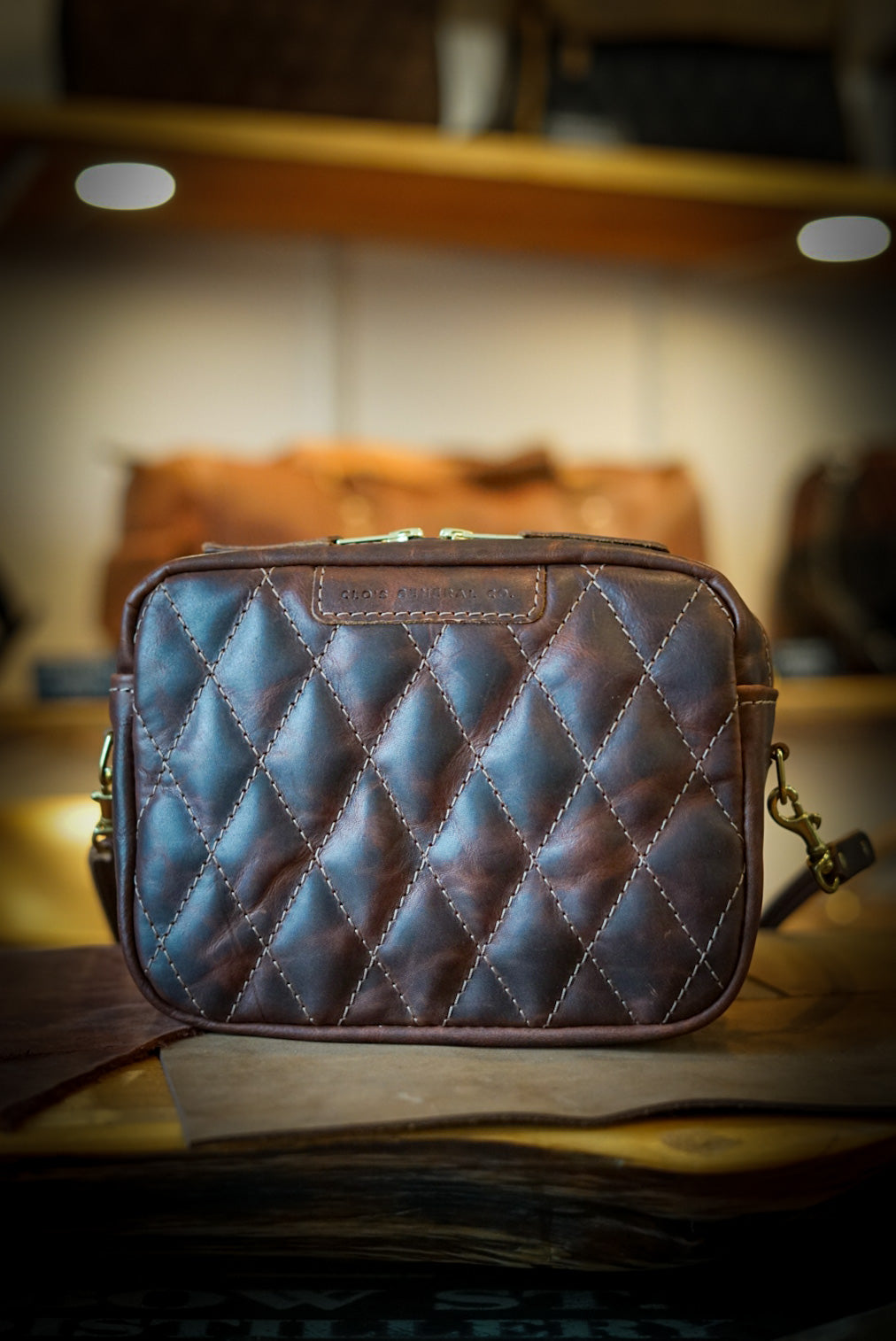 Premium Rectangle Crossbody Bag in Hardtimes Brown with Diamond Stitch Design - Perfect for Work, Travel & Everyday Use