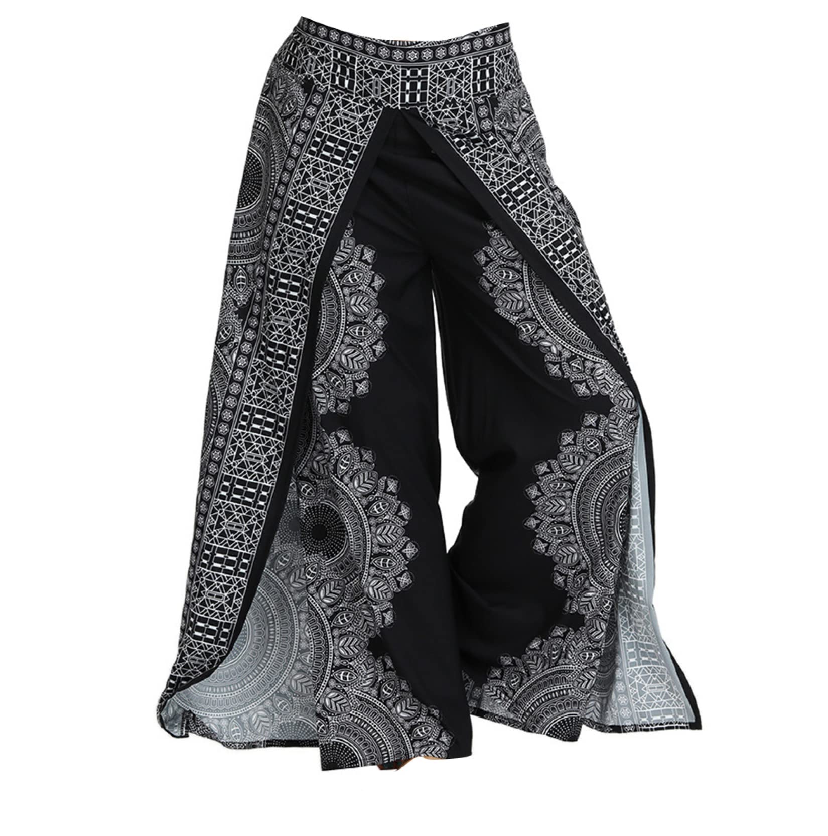 AOBRICON Women's Palazzo Pants - Summer Casual Yoga Pants with Patchwork Design, Comfortable Baggy Harem Pants for Boho & Beach Wear - Perfect for Yoga, Travel, and Relaxation