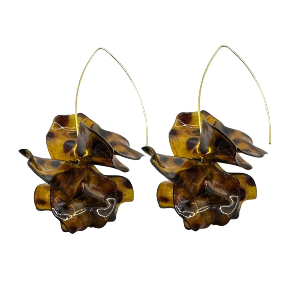 AC Air Bloom Drop Earrings Tortoise Shell - Elegant Dangle Earrings for Women, Fashionable Statement Jewelry for Parties, Weddings & Date Nights