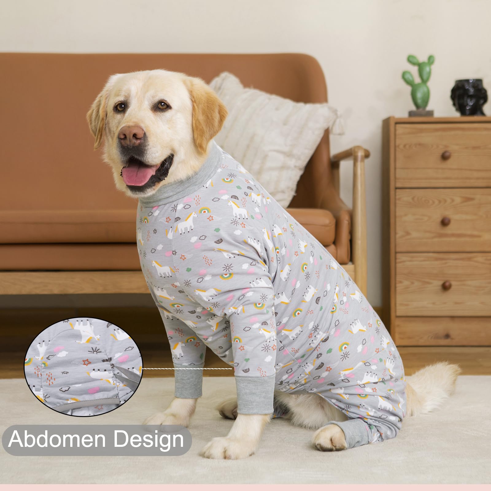 Post-Surgery Recovery Suit for Large & Medium Dogs - Soft, Breathable Anti-Licking Dog Onesie | E-Collar & Cone Alternative | Pet Bodysuit for Wound Protection & Hair Loss Prevention (4XL, Grey Pony) - Perfect for Post-Op Care, Spay/Neuter Recovery & Skin Protection