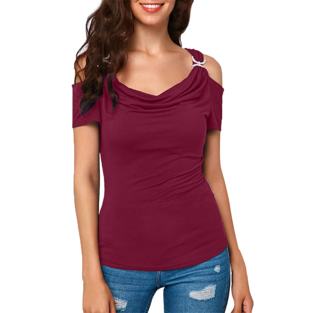 Suncessful Women's Cold Shoulder Draped Collar Loose Fit Blouse - Casual Tank Top Shirt for Women | Perfect for Summer Outfits, Office Wear & Date Nights