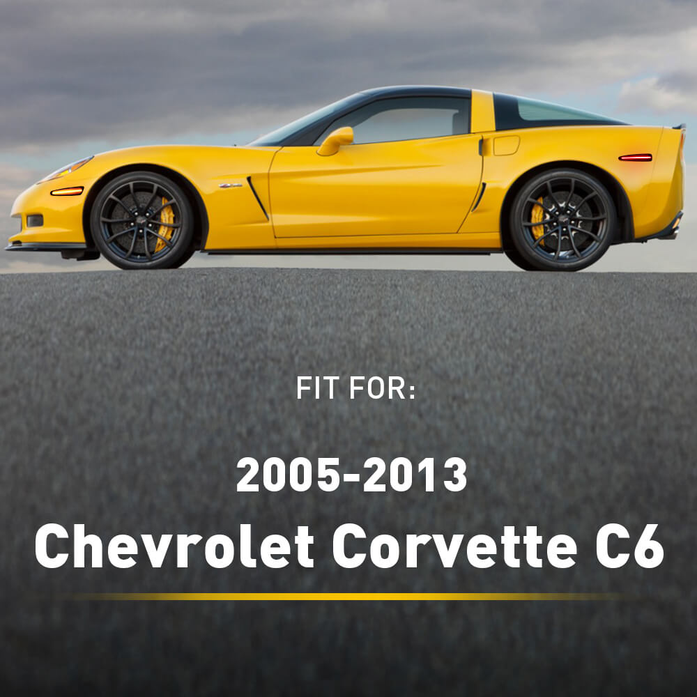 2005-2013 Chevy Corvette C6 Smoked LED Side Marker Lights - Front & Rear Replacement - Enhance Visibility & Style for Night Driving & Car Shows