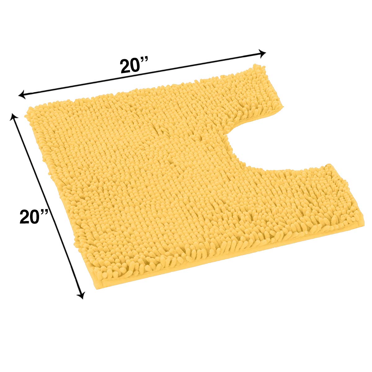 LuxUrux U-Shaped Toilet Bath Mat – Super Absorbent Non-Slip Contoured Rug for Toilet Base, Soft Plush Chenille Fabric, Machine Washable (20