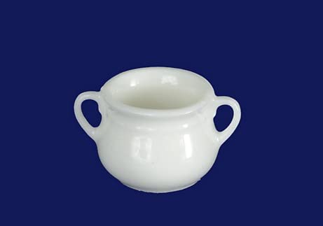 Porcelain White Handled Pot - Miniature Doll House Accessory | Perfect for Dollhouse Decor, Miniature Kitchen Display & Collectible Miniatures