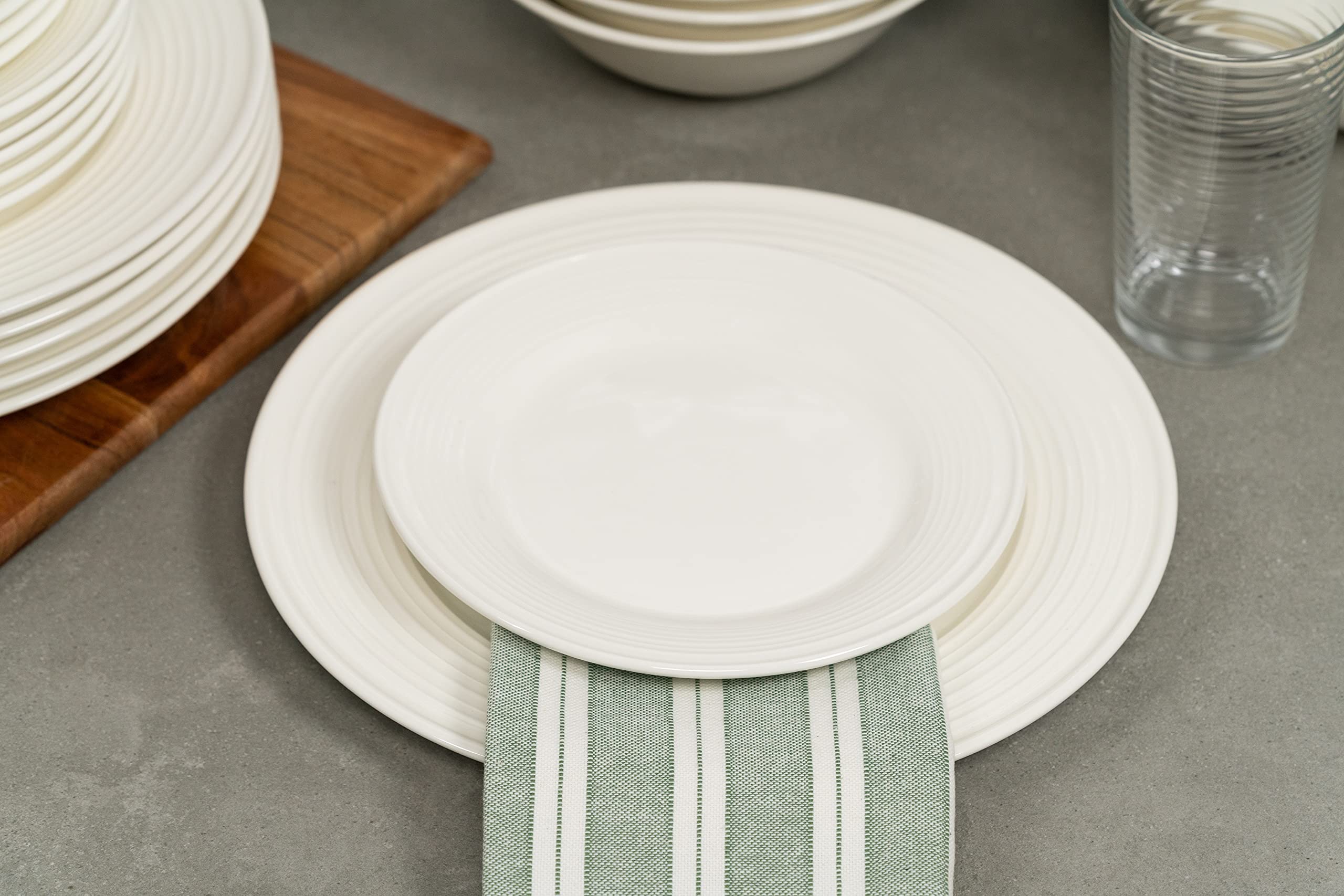 10-Piece Nova White Round Dinnerware Set by Strawberry Street - Service for 6, Elegant Tableware for Everyday Dining & Entertaining