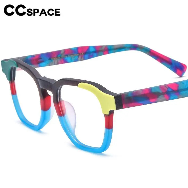 CCspace Unisex Full Rim Square Acetate Eyeglasses 56973 - Stylish & Durable Frame for Men & Women - Perfect for Work, Reading & Fashion Accessories