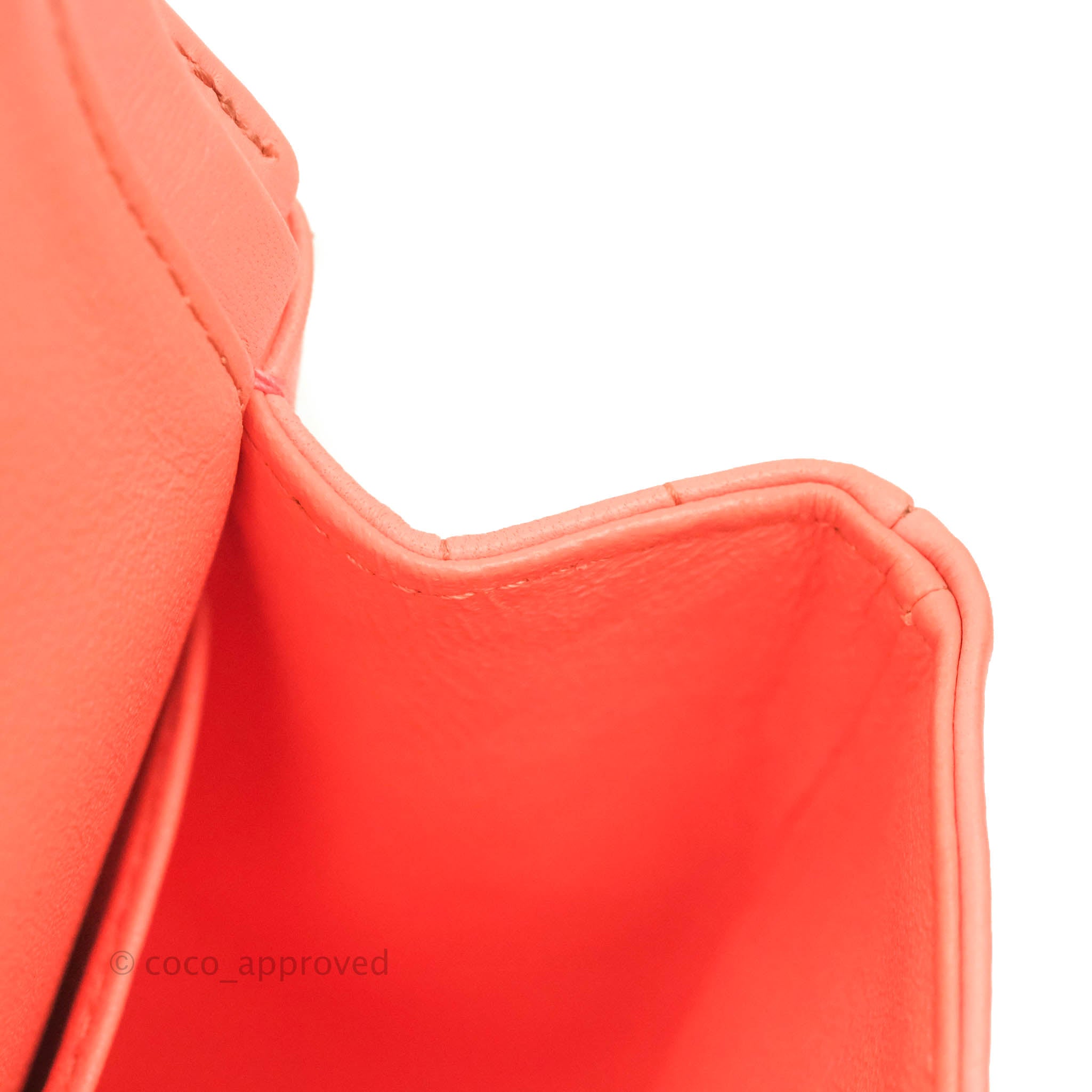 Chanel Classic M/L Medium Chevron Double Flap Bag in Coral Pink Lambskin with Aged Gold Hardware - Luxury Shoulder Bag for Women, Perfect for Parties, Weddings & Special Occasions