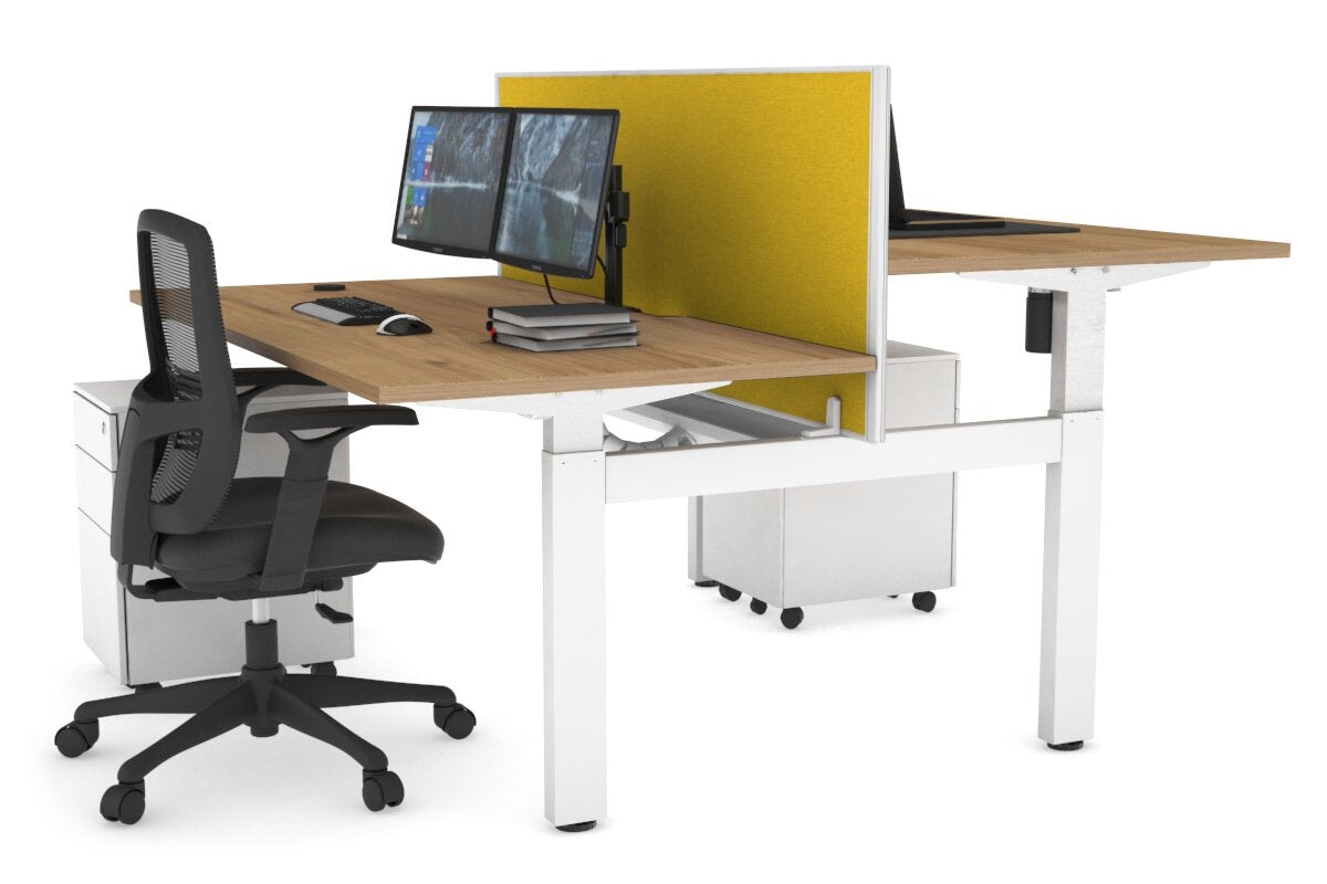 Adjustable Height 2-Person H Bench Workstation - White Frame (1200L x 800W) with Cable Management | Perfect for Office, Home Workspace & Collaborative Environments