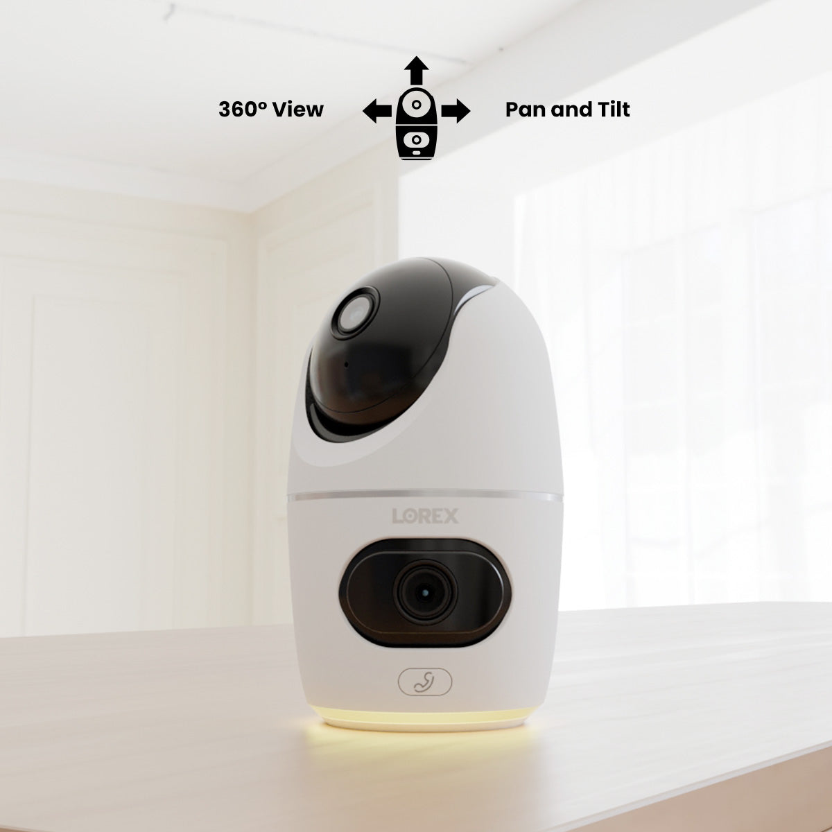 Lorex 2K Dual Lens Indoor Pan Tilt Wi-Fi Security Camera with Cloud Storage - Home & Office Surveillance for Baby Monitoring, Pet Watching & Night Vision