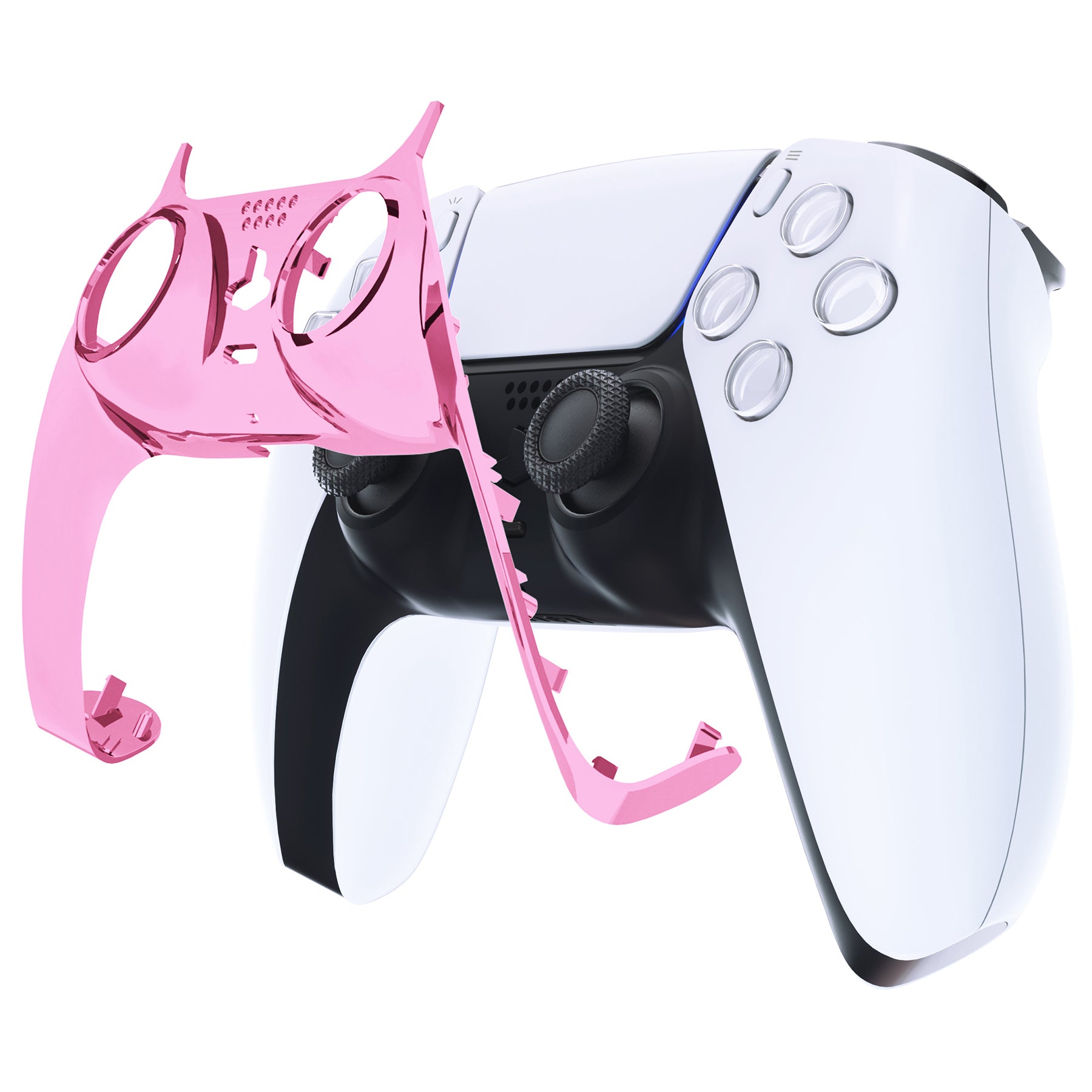 eXtremeRate Chrome Pink PS5 Controller Shell Cover - DIY Replacement Faceplate with Accent Rings | Custom Decorative Trim for PS5 DualSense Controller (Model GPFD4007) | Gaming Accessory for PS5 Enthusiasts & Customization Lovers