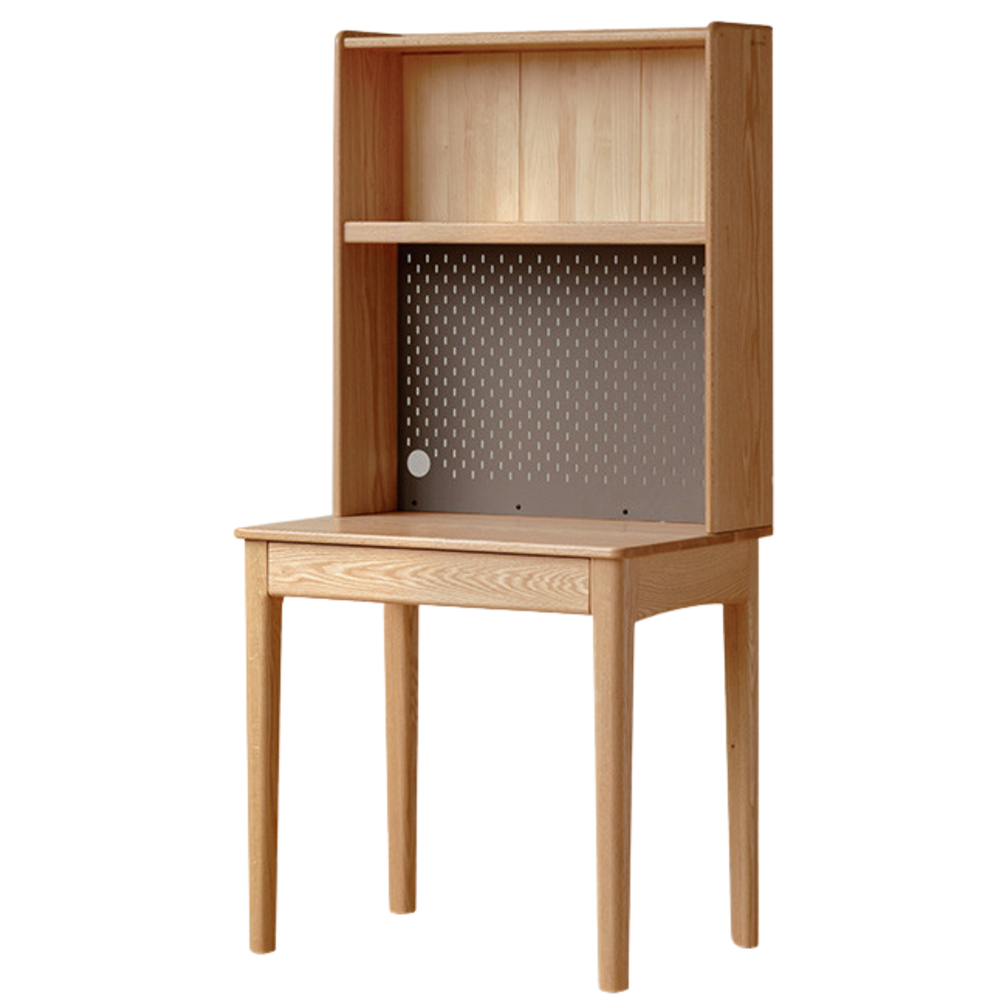 Modern Oak Solid Wood Desk with Bookshelf - Stylish Home Office Furniture for Workspace & Study Room Organization