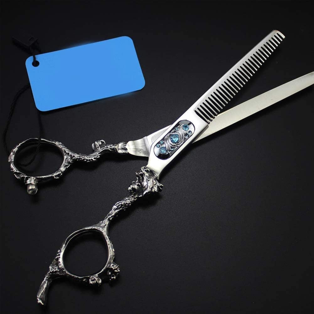 Professional Hair Cutting Scissors Set - 6 Inch Thinning Shears & Razor Edge Hairdressing Scissors with Leather Case - Perfect for Salon, Barber & Home Hair Styling