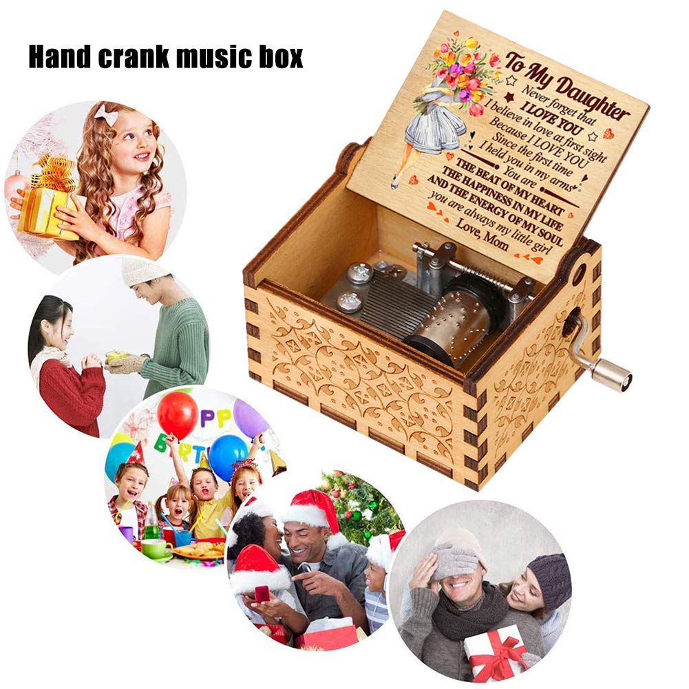 Tvoip Hand Crank Wooden Music Box - 'You Are My Sunshine' Musical Gift for Birthday, Anniversary, Christmas - Perfect Present for Daughter, Son, Mom, Dad - Romantic Home Decor for Bedroom, Nursery & Living Room
