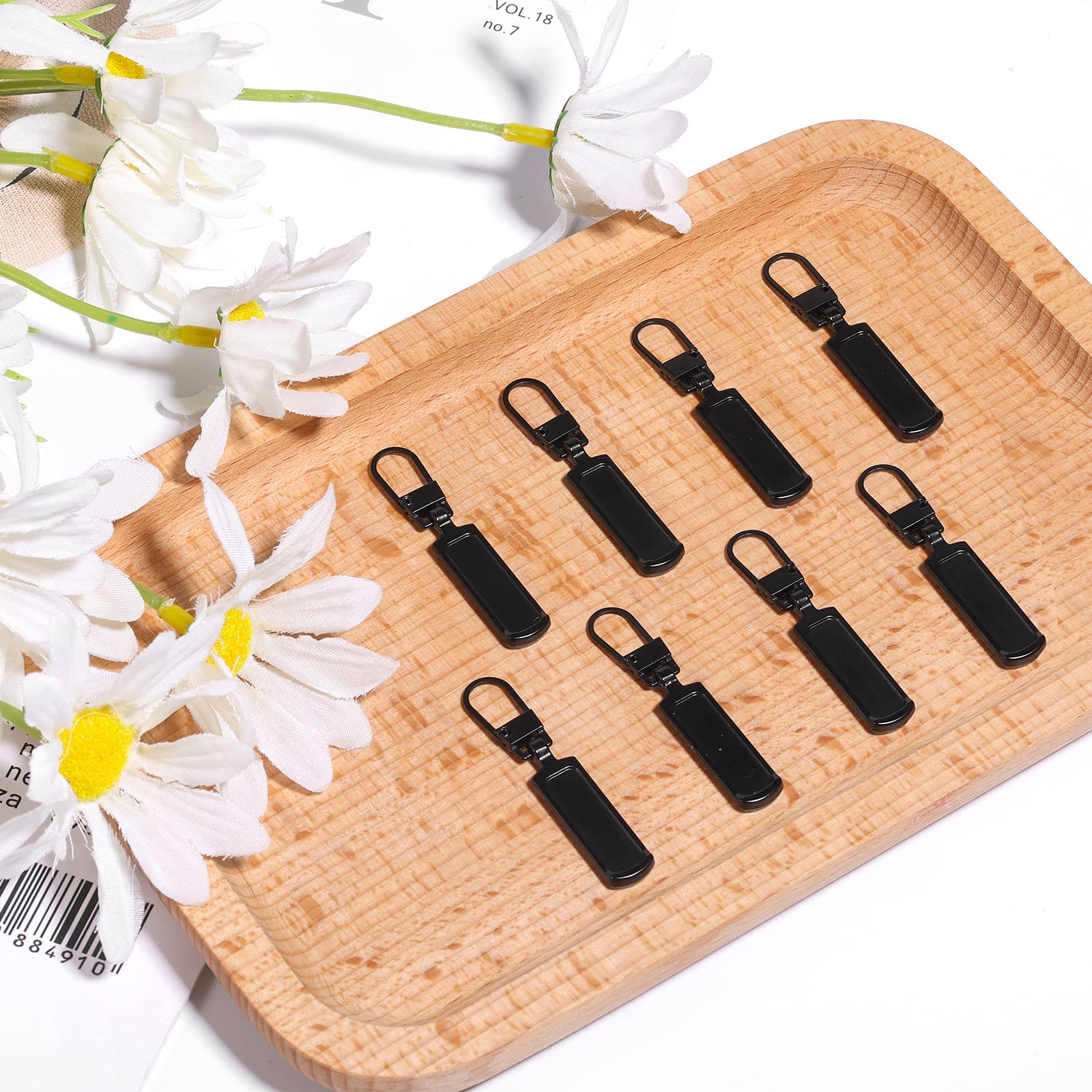 LUTER 8-Piece Metal Zipper Pull Replacement Kit - Universal Detachable Zipper Pulls for Jackets, Boots, Jeans, Coats, Purses, Luggage & Dresses (Black) - Perfect for Clothing, Bags & Travel Accessories
