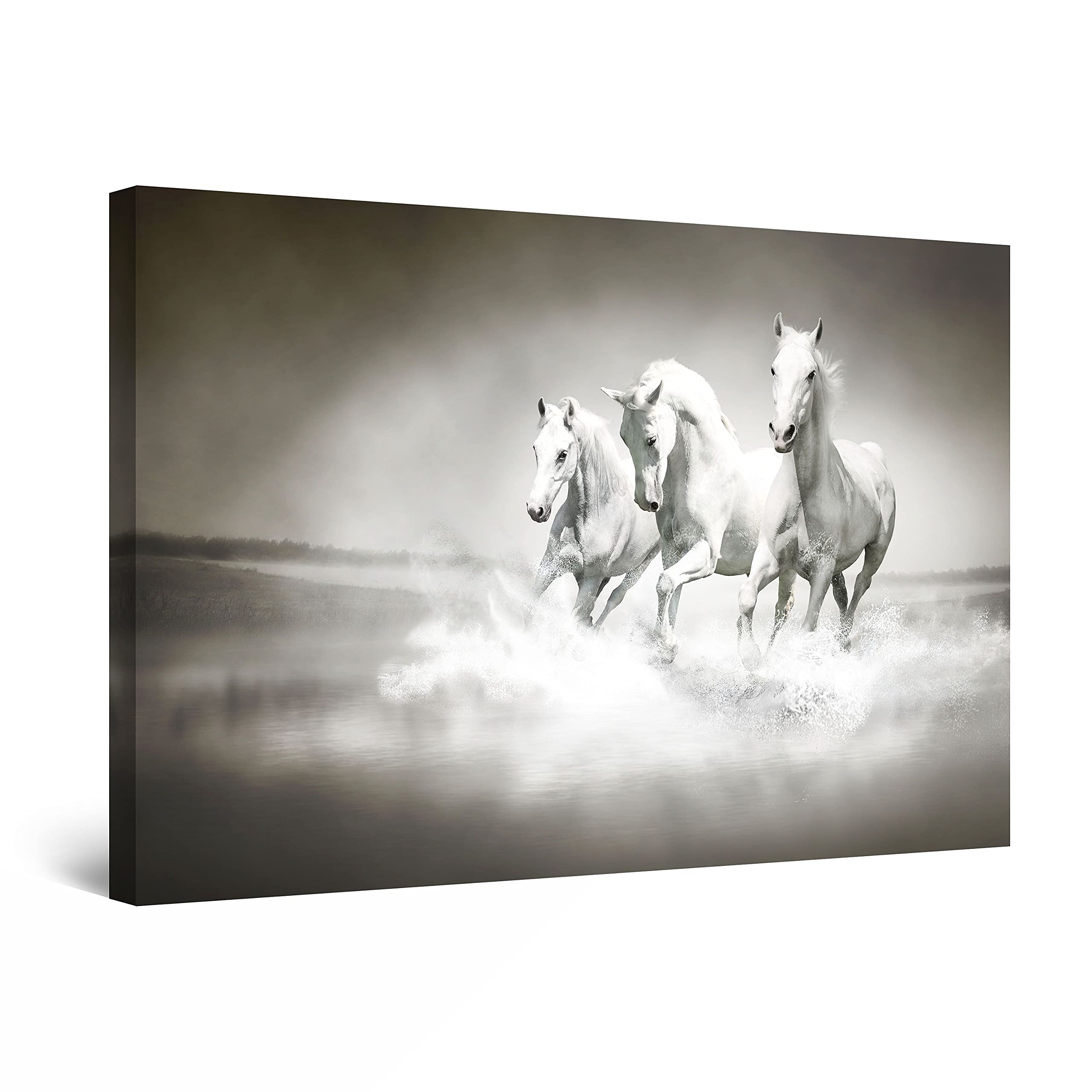 Startonight Horses Running Canvas Wall Art - 32x48 Inch Modern Home Decor Painting for Living Room, Bedroom & Office - Stretched Framed Ready to Hang