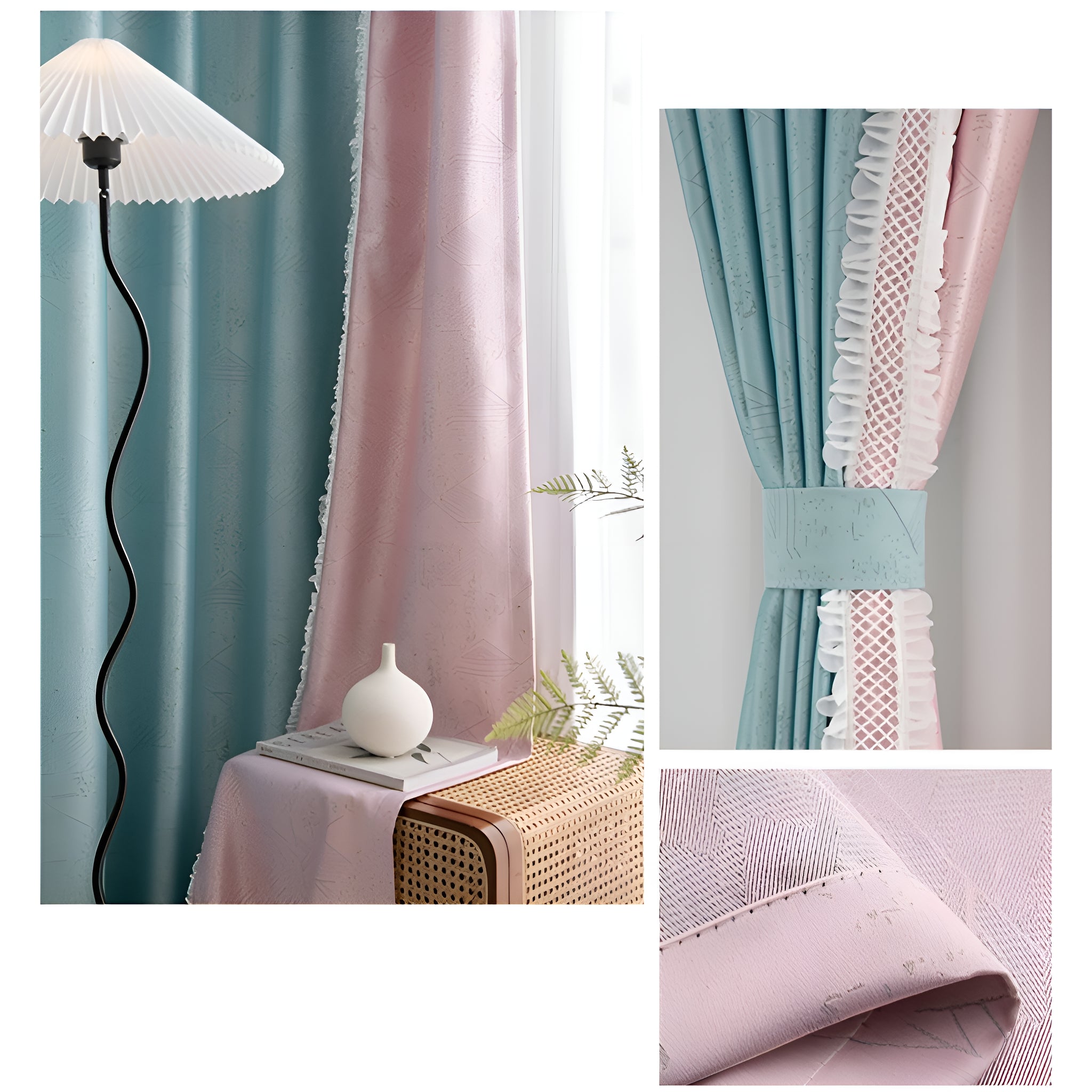 Custom Daphne Color Blocking Thermal Blackout Curtains for Bedroom & Living Room - Energy Efficient & Noise Reducing Window Treatments