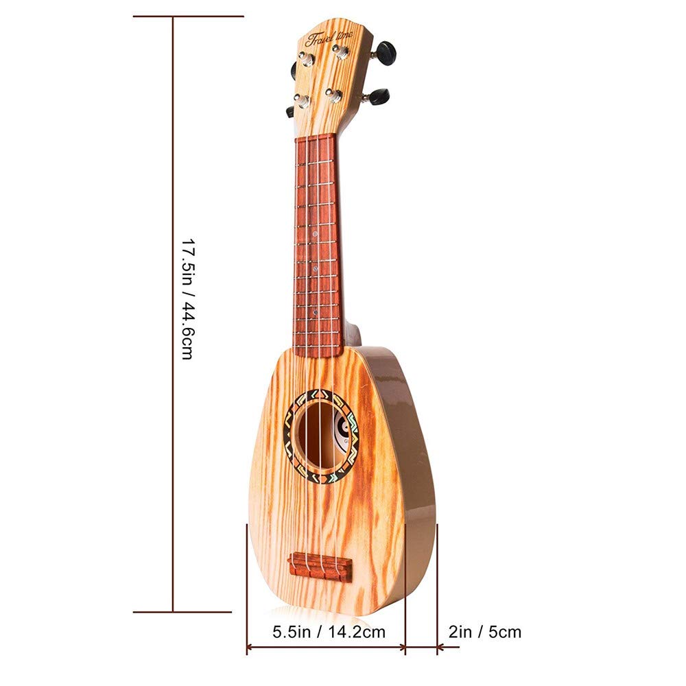 YOLOPARK 17 Inch Wooden Kids Toy Guitar for Boys & Girls - Mini Toddler Ukulele with 4 Strings for 3-7 Year Olds | Beginner Musical Instrument & Educational Toy for Children | Perfect for Birthday Gifts, Music Lessons & Pretend Play