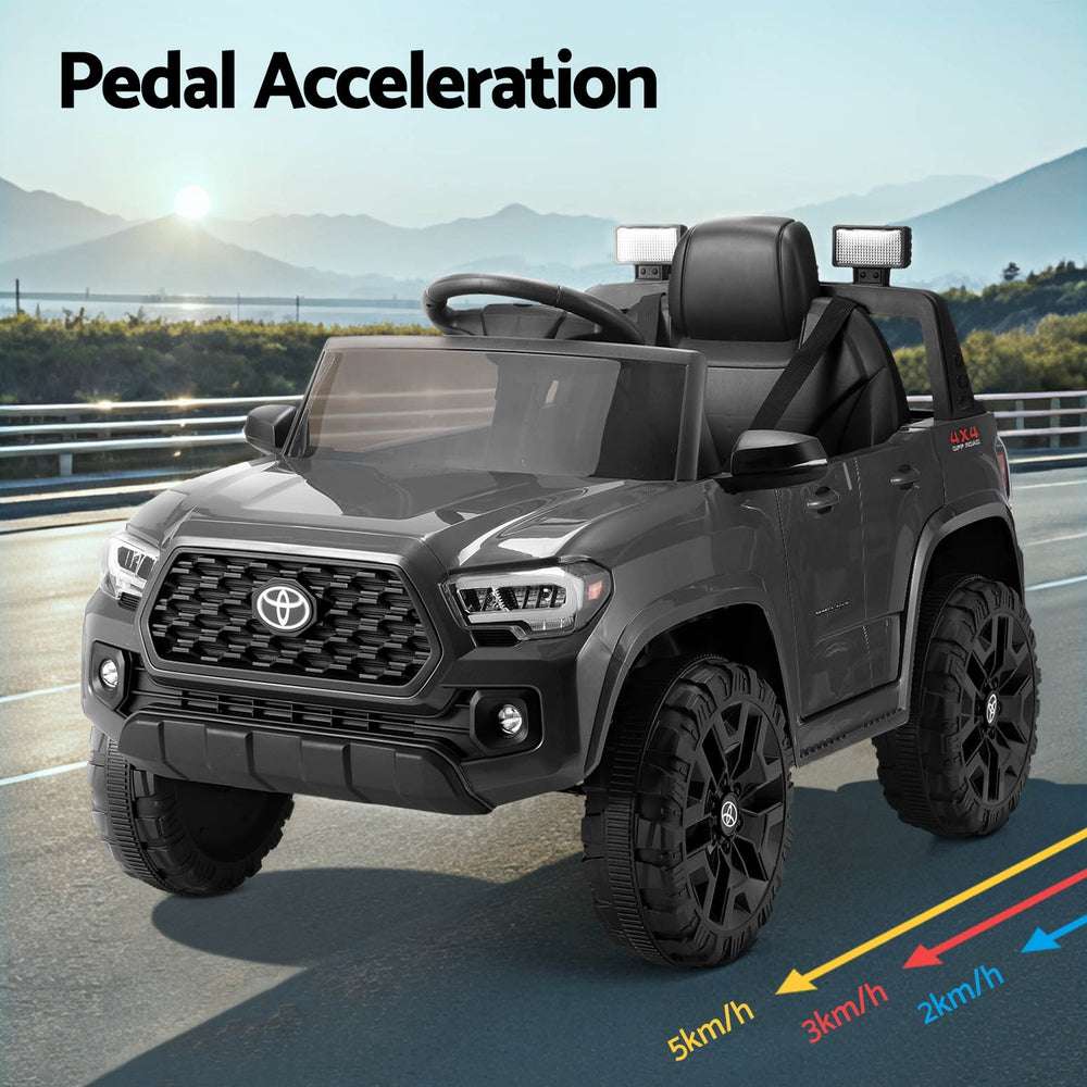 12V Kids Electric Ride-On Car - Toyota Tacoma Off-Road Jeep Toy with Remote Control (Grey) | Perfect for Outdoor Play, Birthday Gifts & Backyard Adventures