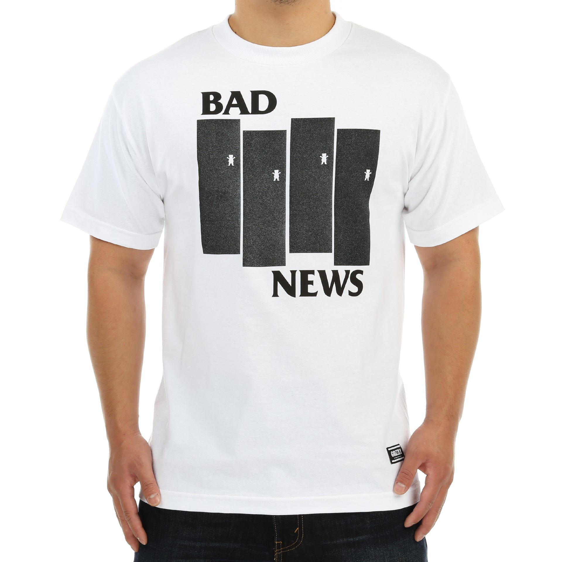 Grizzly Bad Flag T-Shirt for Men - Soft Cotton White Graphic Tee - Casual Streetwear & Everyday Wear