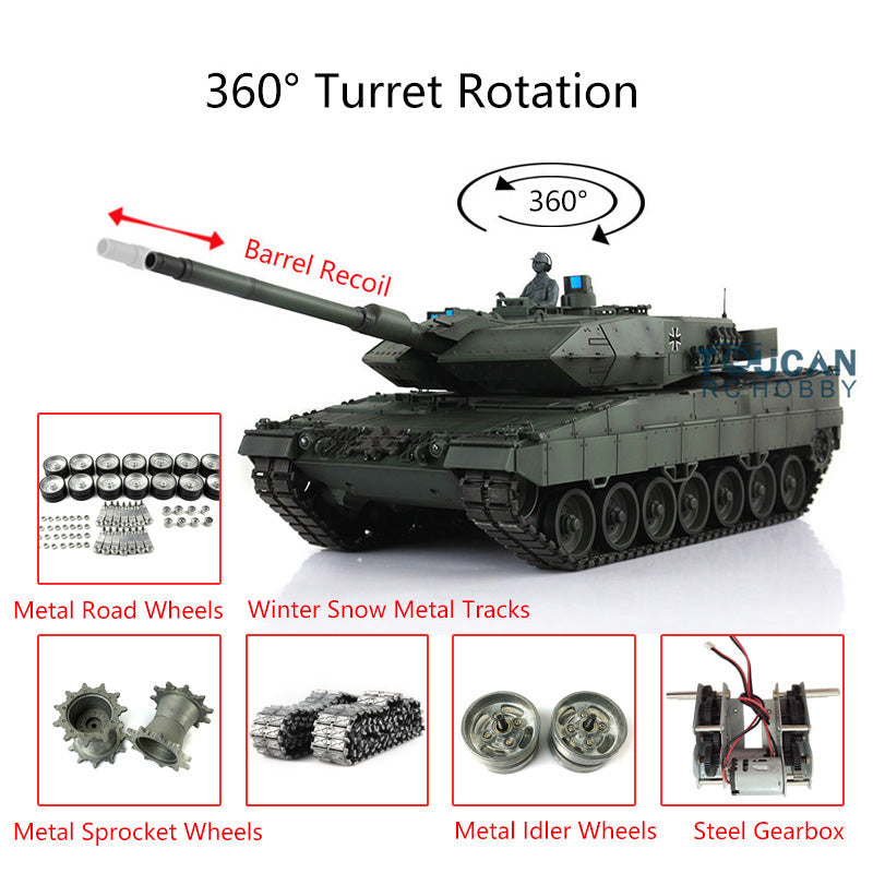 Heng Long 1/16 Scale TK7.0 Leopard 2A6 Remote Control Tank with Barrel Recoil, Metal Tracks & 360° Rotating Turret - Realistic RC Military Vehicle for Collectors & Battle Simulation