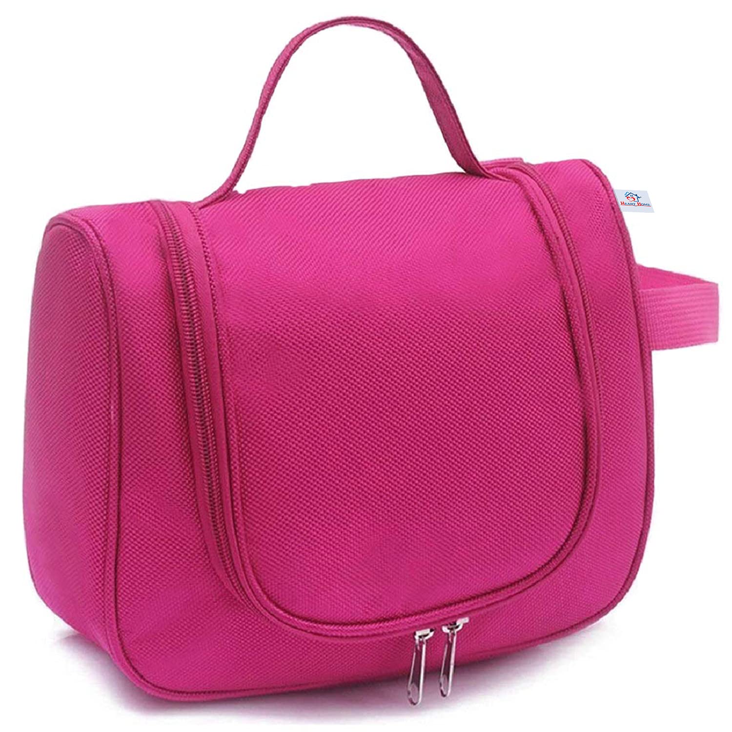 Heart-Shaped Hanging Travel Toiletry Bag for Men & Women - Waterproof Makeup & Cosmetic Organizer - Bathroom & Shower Essentials Bag - Pink Travel Accessories for Camping, Gym & Vacation