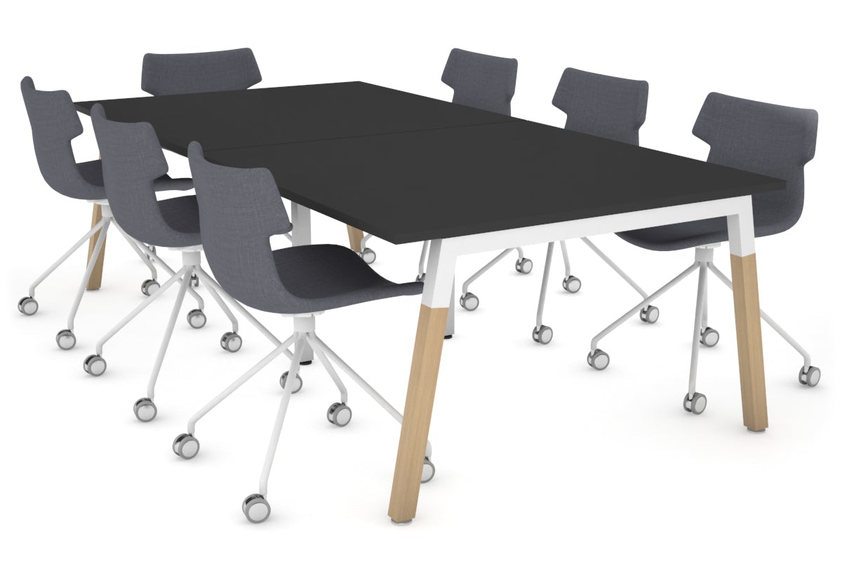 Modern Boardroom Table with Quadro A Legs & Wood Cross Beam - 2400L x 1200W - Perfect for Conference Rooms, Office Meetings & Executive Workspaces