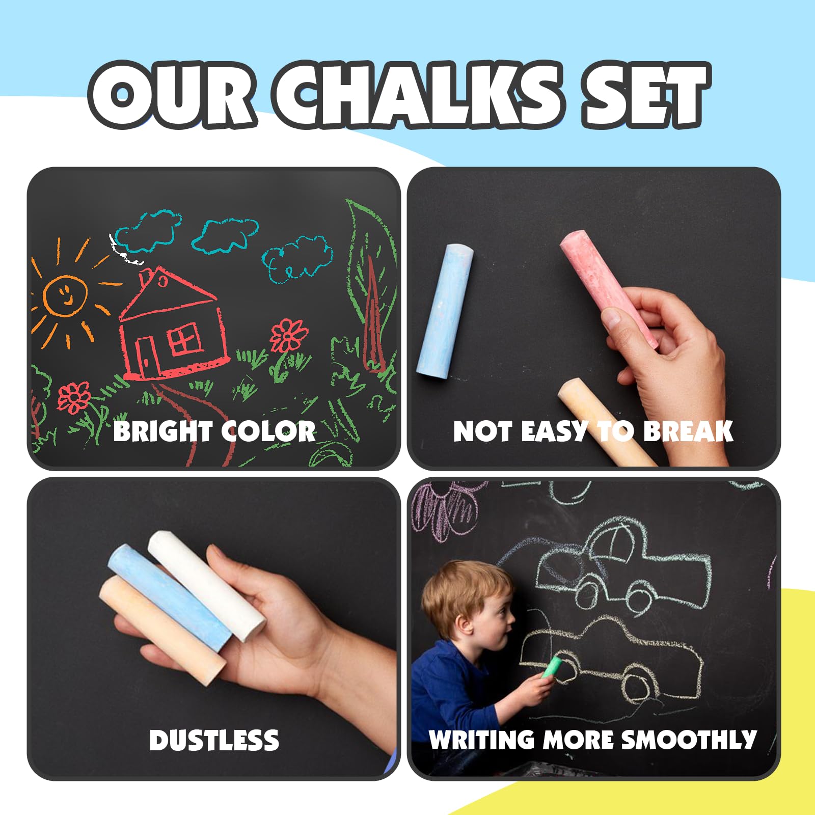 180PCS Washable Sidewalk Chalk Set - 20 Vibrant Colors, Non-Toxic Jumbo Chalks for Kids & Toddlers - Outdoor Pavement Drawing, Driveway Art, Birthday Party Activities & Summer Fun