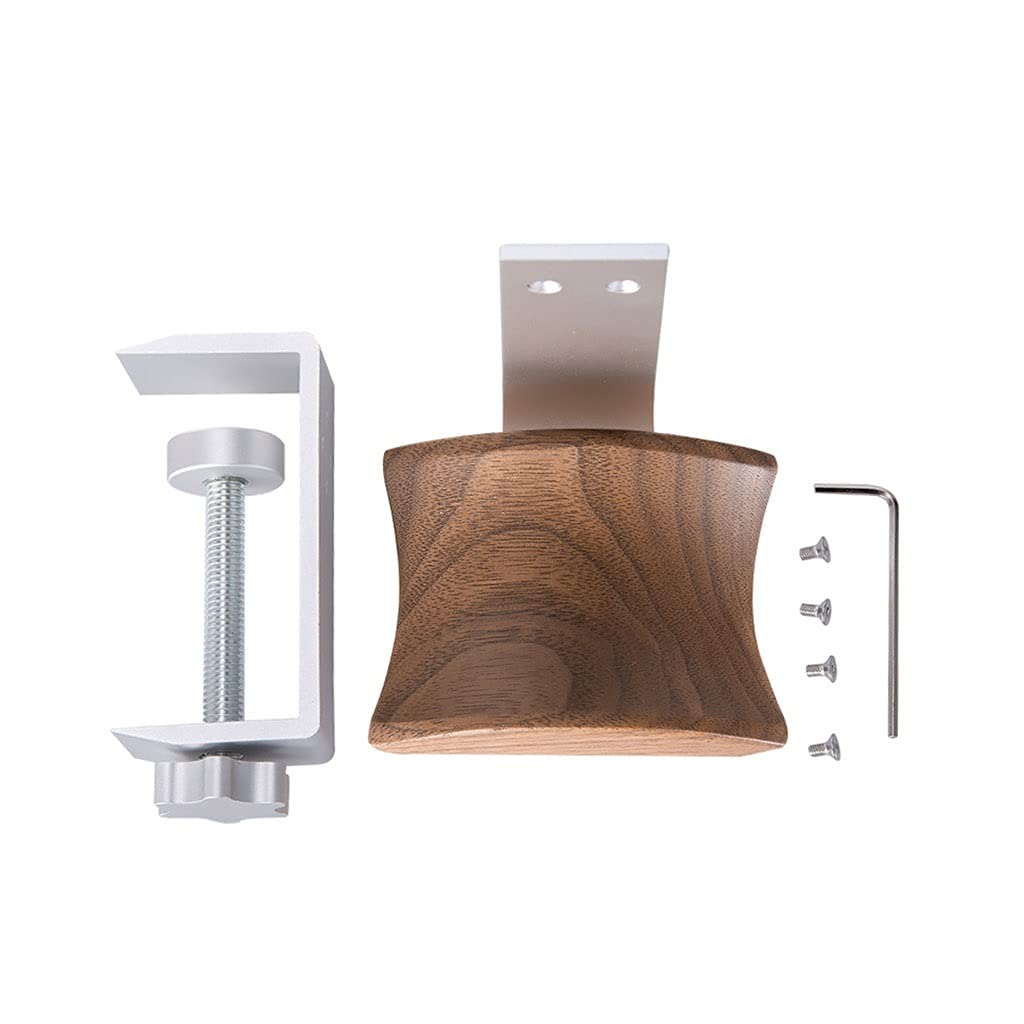 Premium Aluminum Alloy & Wooden Headphone Holder - Locking Clip Design for Gaming Desk, Office & Studio - Durable Headset Stand/Hook Bracket (Color A2) - Perfect for Organizing Headphones, Gaming Accessories & Audio Equipment