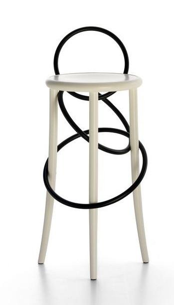 GTV Cirque Two Tone Bentwood Stool - Modern Accent Stool for Living Room, Bedroom & Entryway - Handcrafted Wooden Bar Stool with Elegant Design