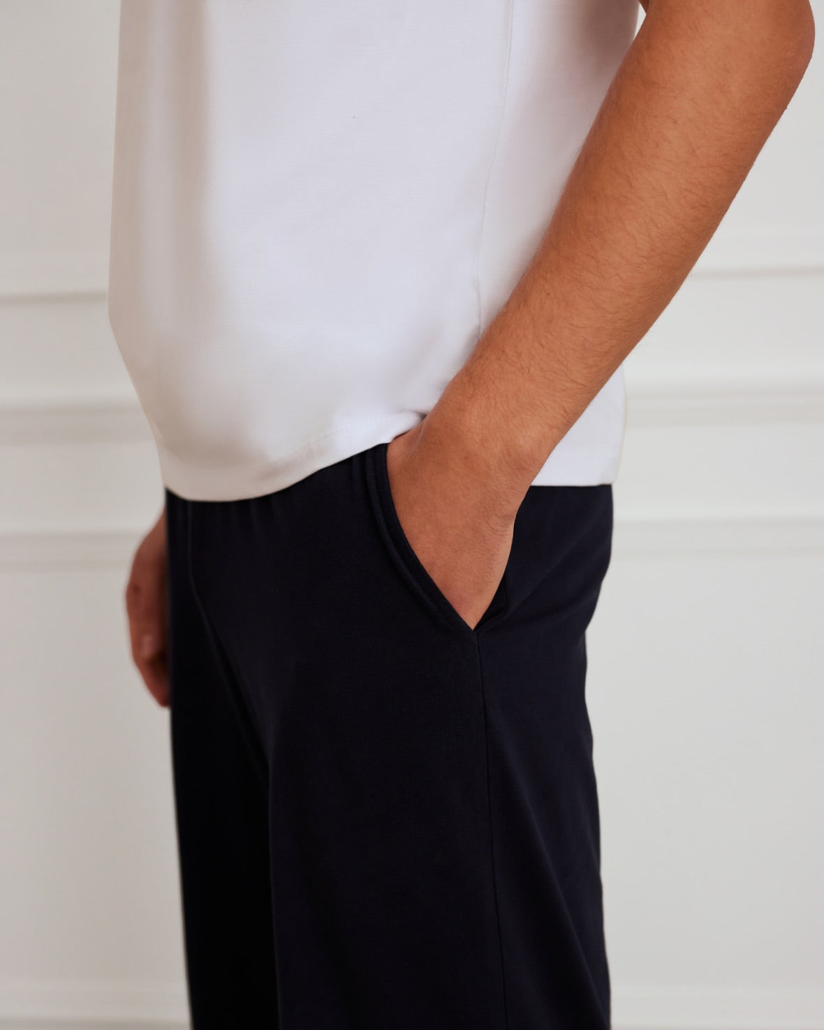 Organic Cotton Long Pajama Set for Women - Soft & Breathable White & Navy Sleepwear - Perfect for Relaxing at Home or Cozy Nights