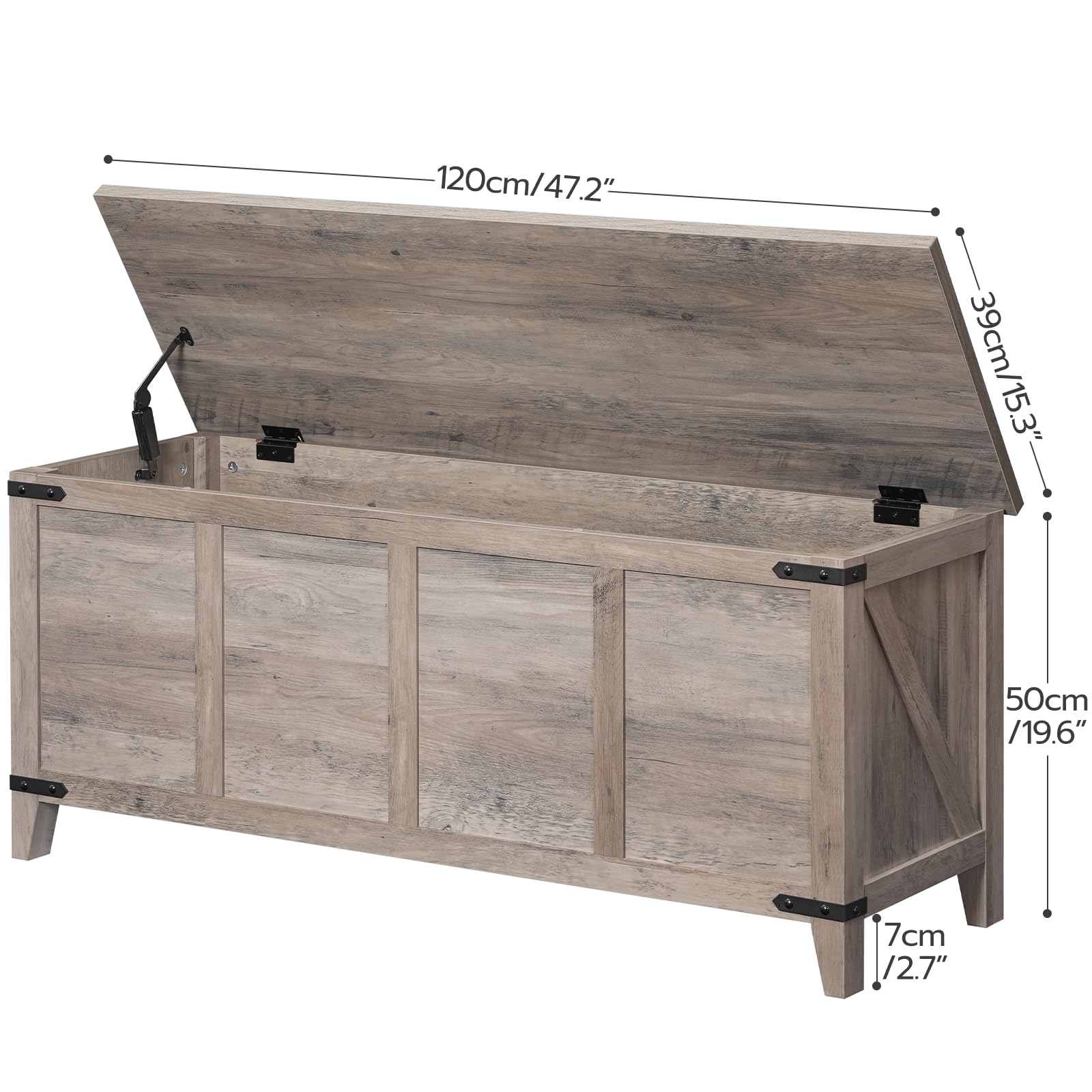 HOOBRO Farmhouse Toy Storage Bench with Geometric Front, 47.2