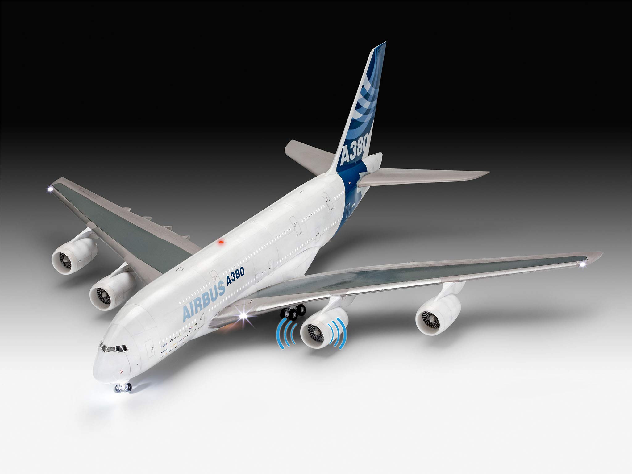 Revell 1:144 Airbus A380-800 Plastic Model Kit with Electronics & Sound - White | Detailed Airplane Building Set for Hobbyists & Collectors | Perfect for Display, Gifts & Aviation Enthusiasts