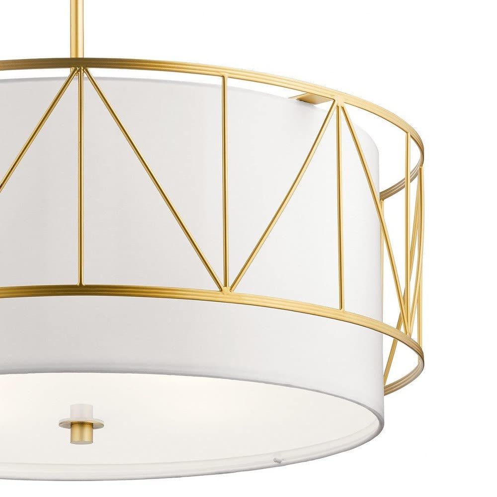 4-Light Modern Geometric Cage Drum Pendant Light Fixture with Satin Etched Glass - Black Chandelier for Dining Room, Kitchen Island & Living Room Lighting